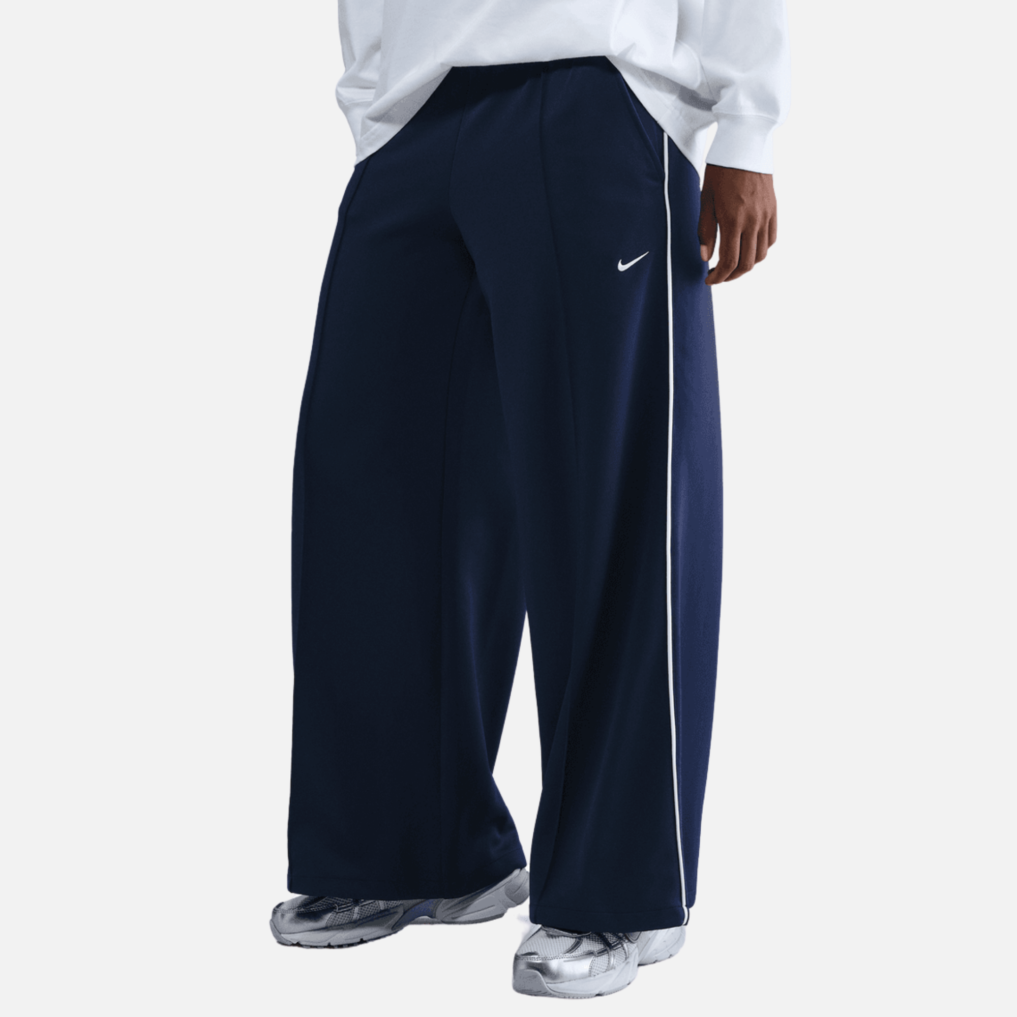 Nike Sportswear Women's Mid Rise Wide-Leg Navy Track Pants