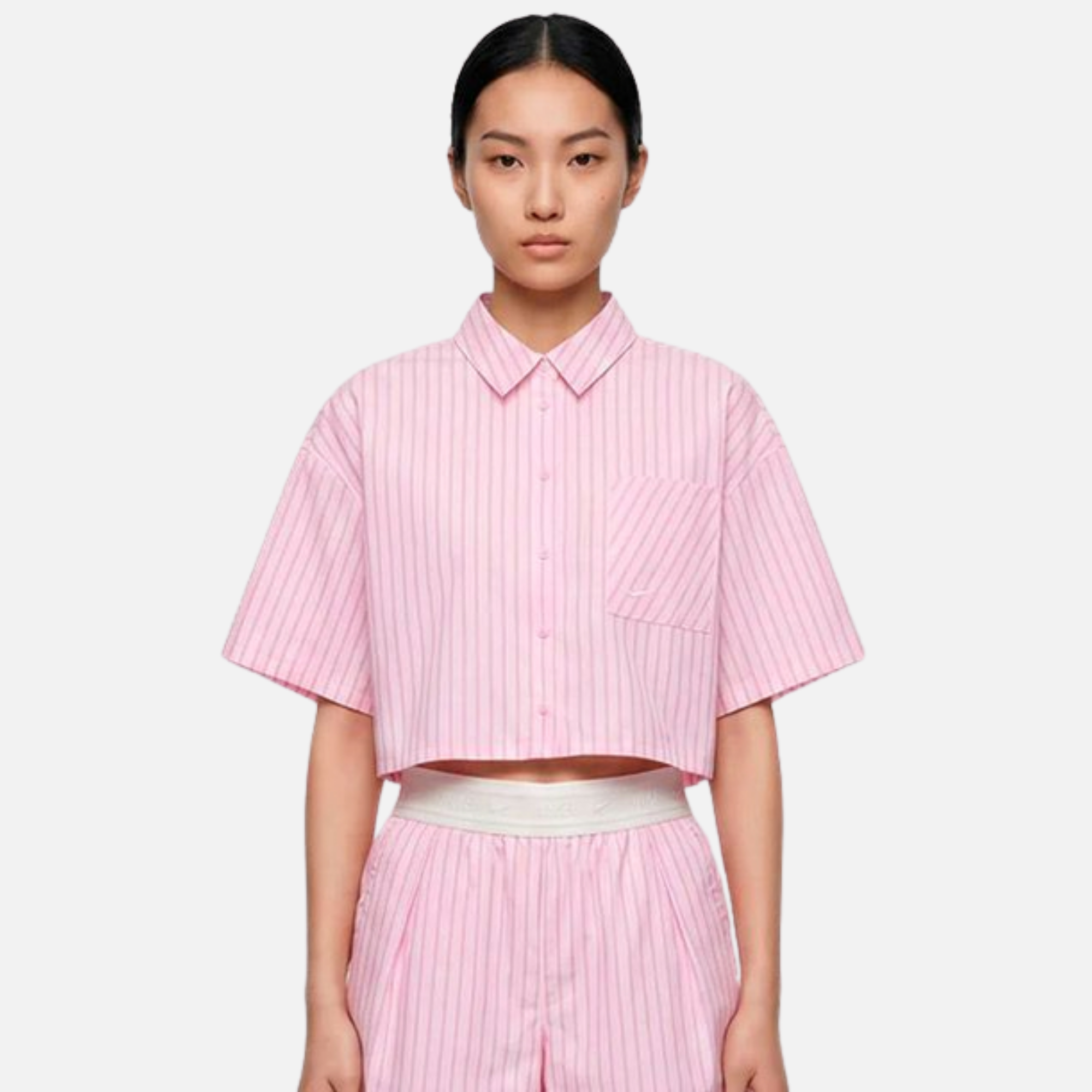 Nike Sportswear Women's Chill Poplin Oversized Pink Striped Top