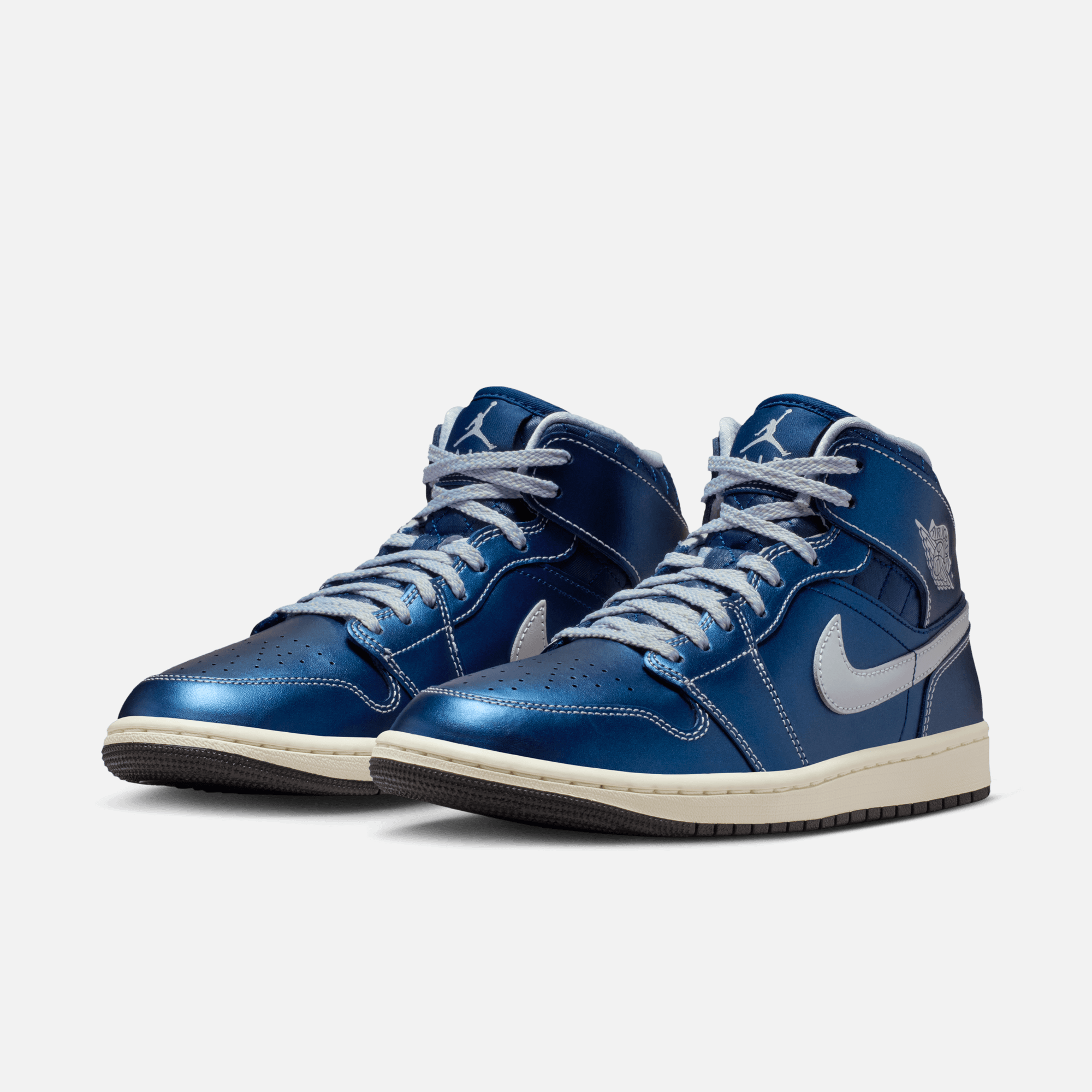 Air Jordan Women's 1 Mid Metallic Blue Quilted