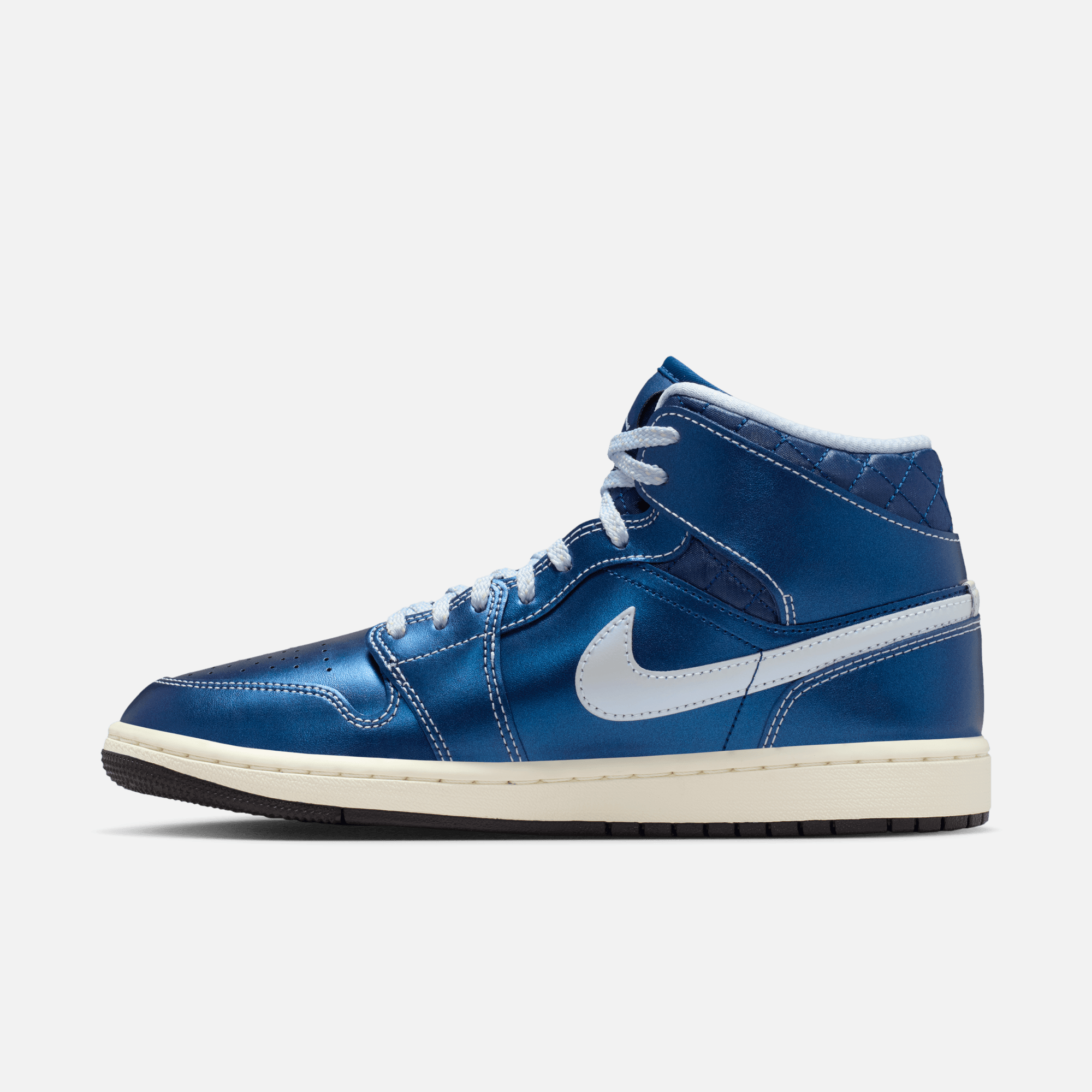 Air Jordan Women's 1 Mid Metallic Blue Quilted