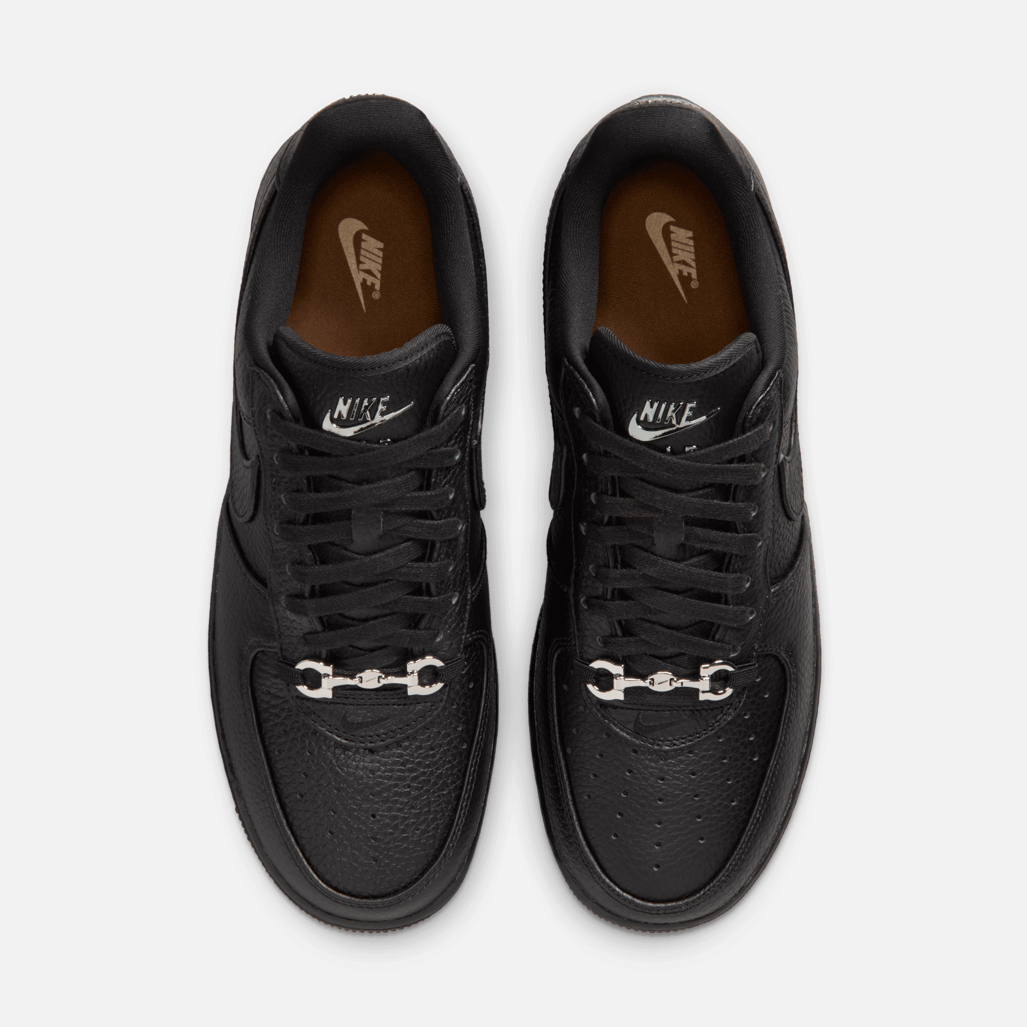 Nike Air Force 1 Low Black Leather Loafer Buckle