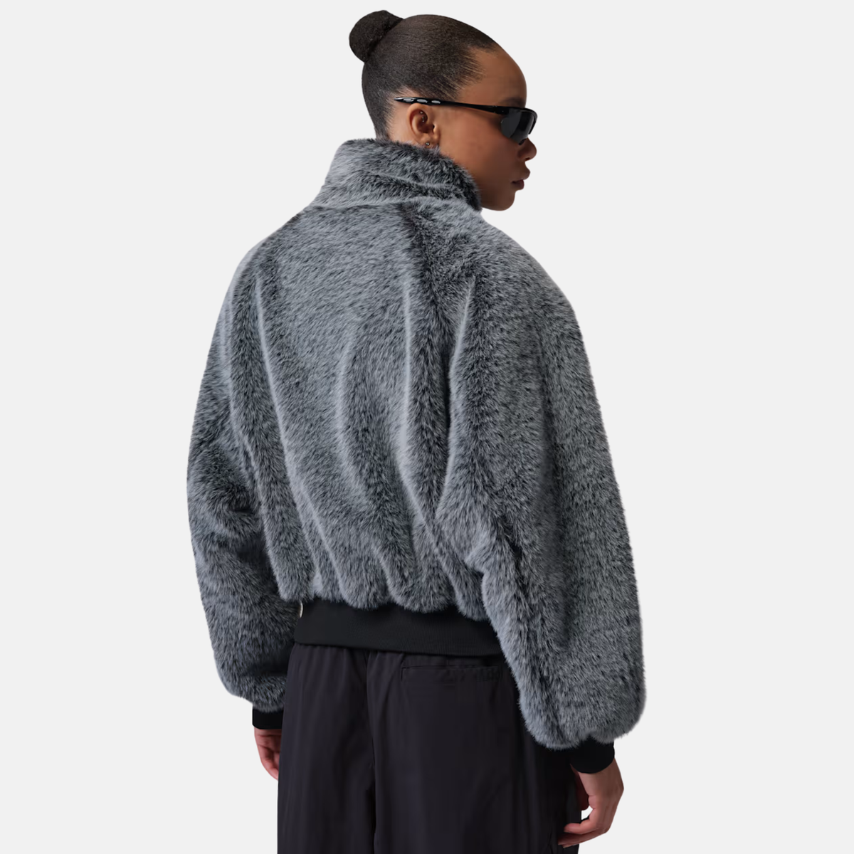 Air Jordan Women's Flight Fleece Grey Faux Fur Jacket