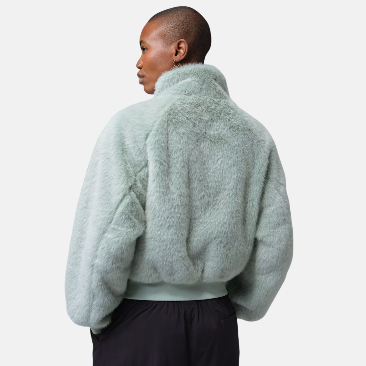 Air Jordan Women's Flight Fleece Green Faux Fur Jacket