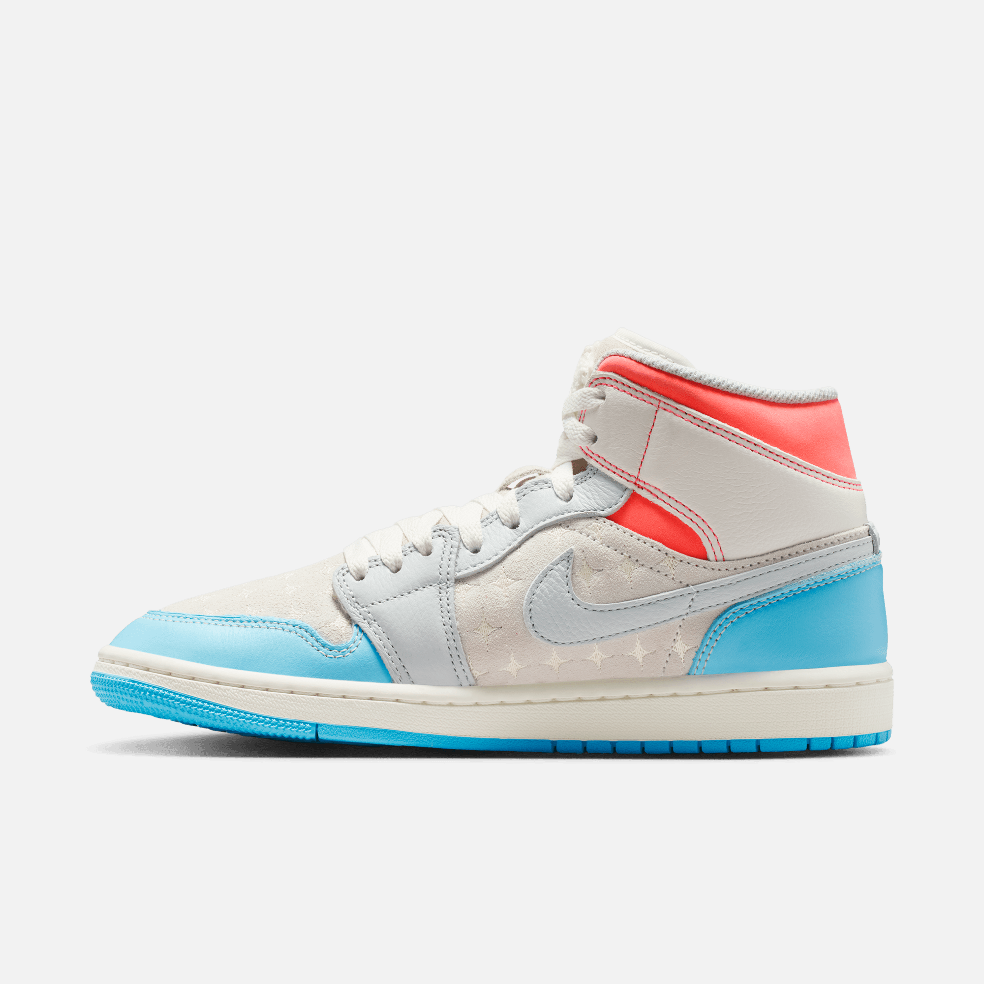 Air Jordan Women's 1 Mid Sail Hot Lava Blue