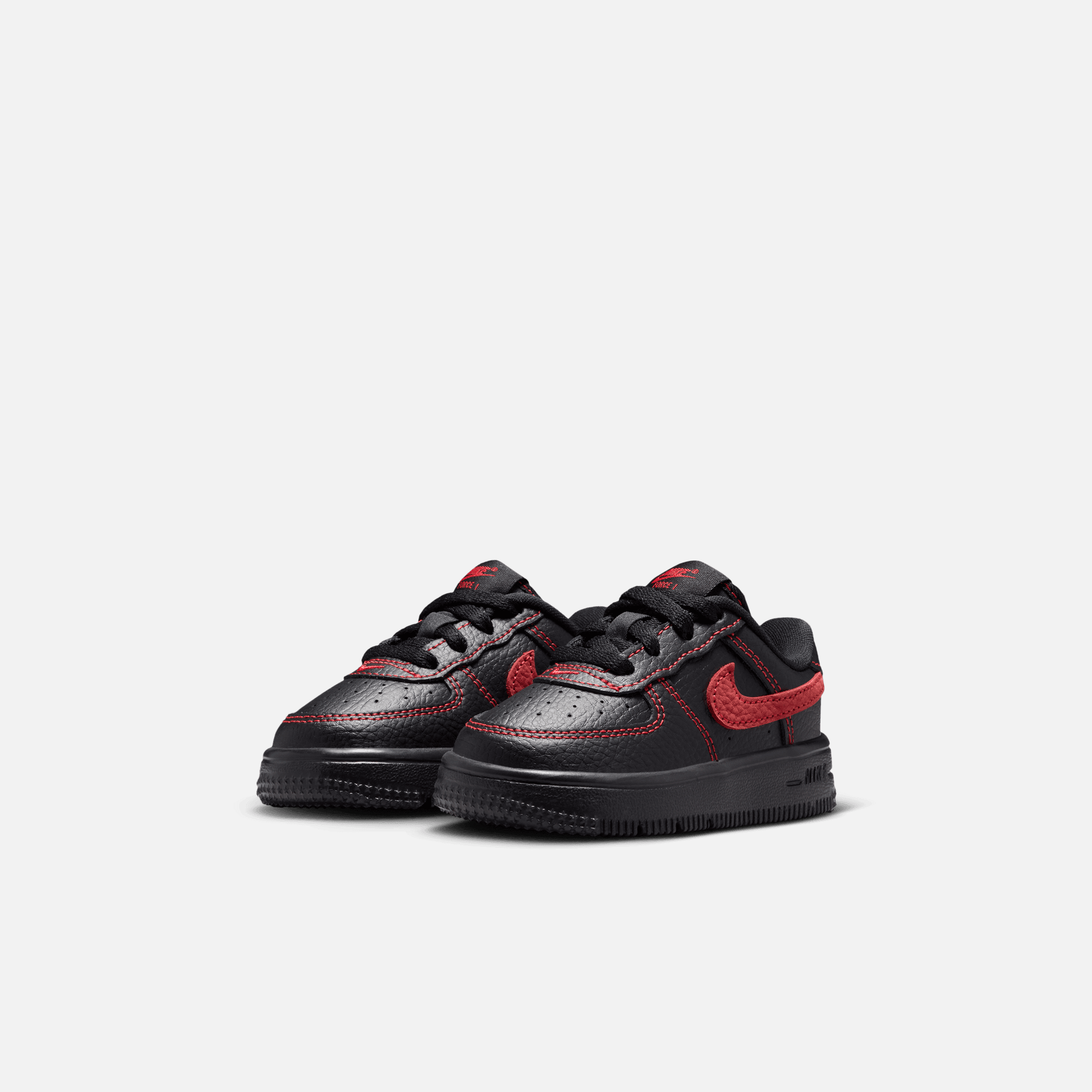 Nike Kids' Air Force 1 Low LV8 3 Black Red Stitch (TD)