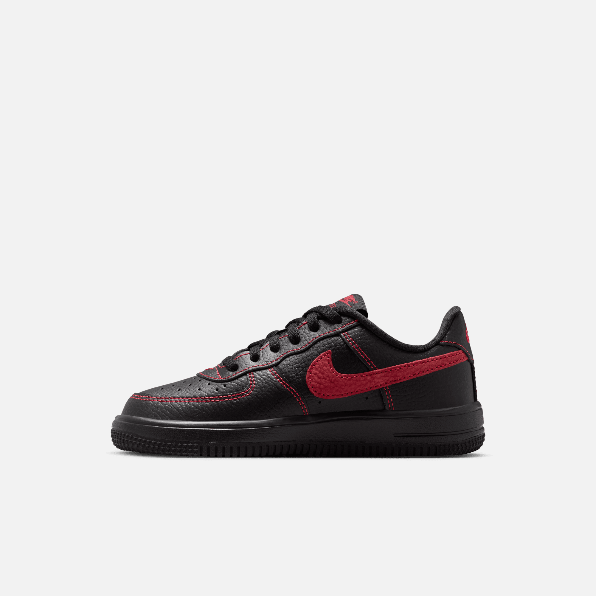 Nike Kids' Air Force 1 Low LV8 3 Black Red Stitch (PS)
