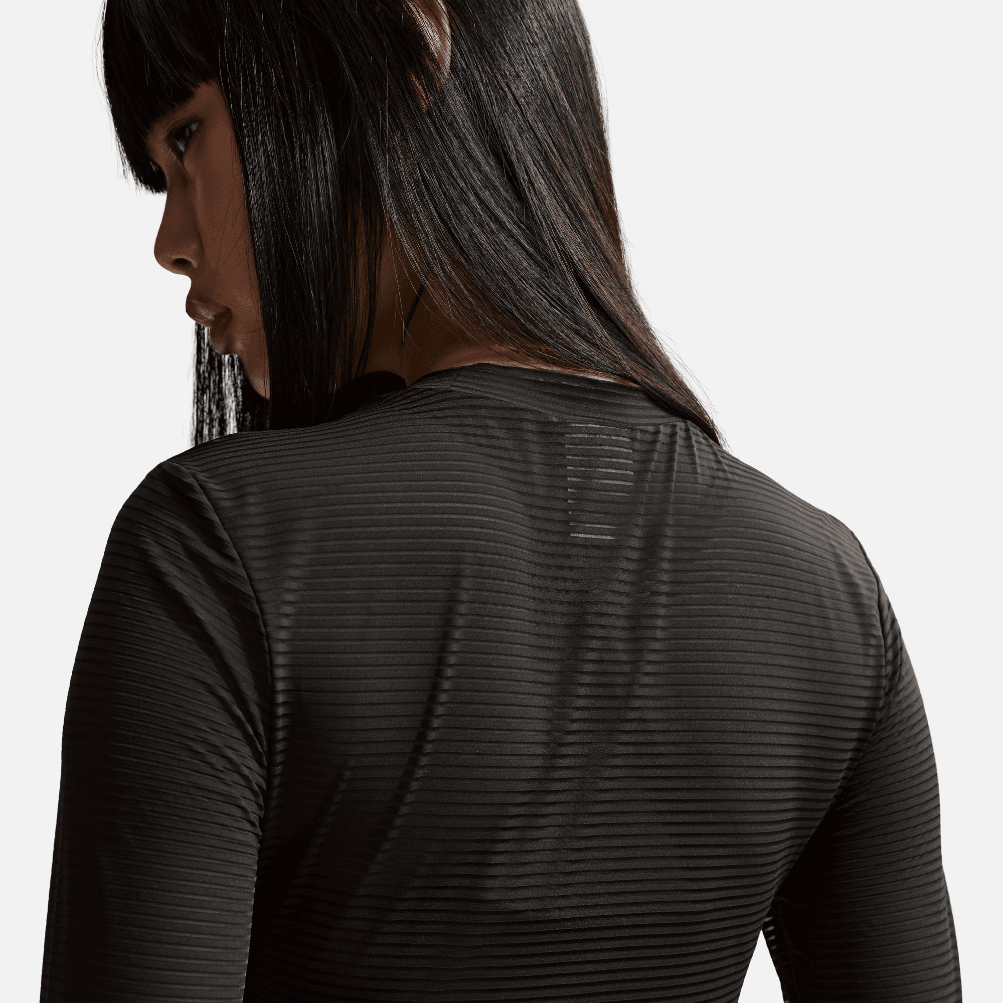 Nike Women's Sportswear Black Tight Long-Sleeve Sheer Top