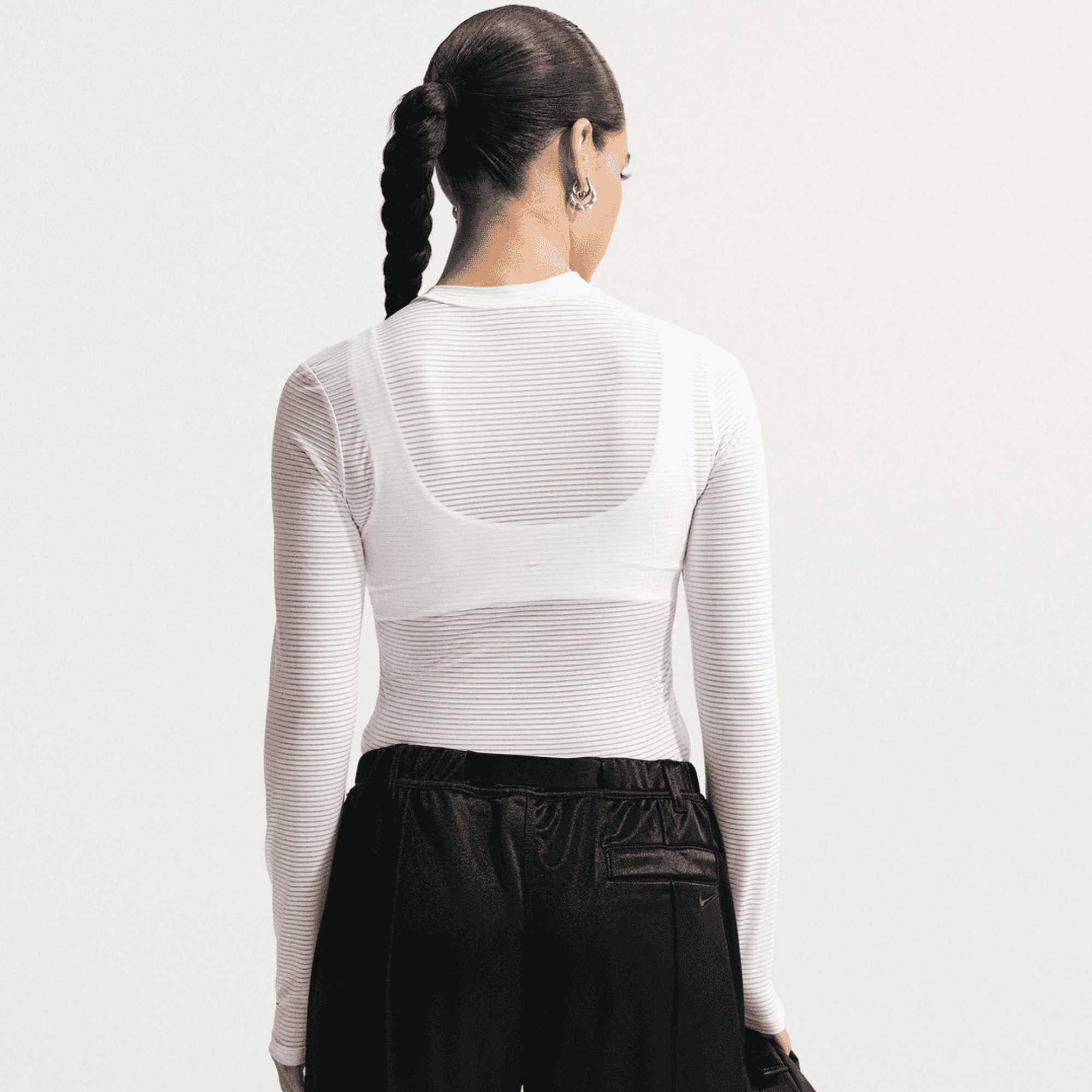 Nike Women's Sportswear White Tight Long-Sleeve Sheer Top