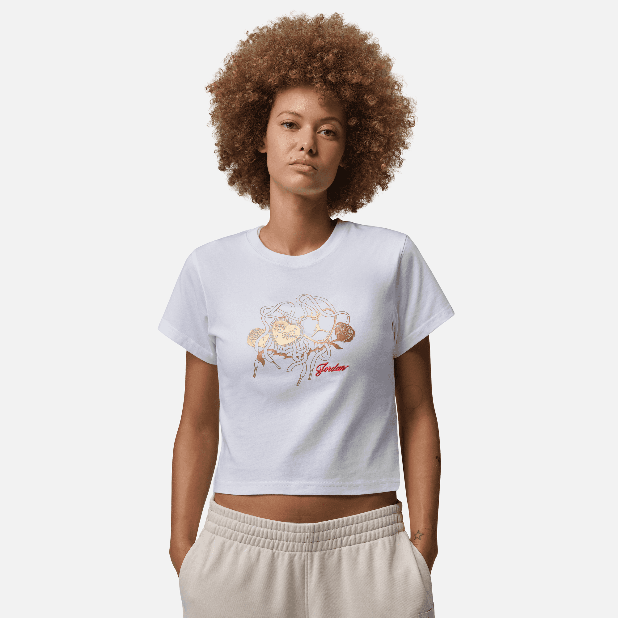 Air Jordan Women's Brooklyn White Graphic T-Shirt