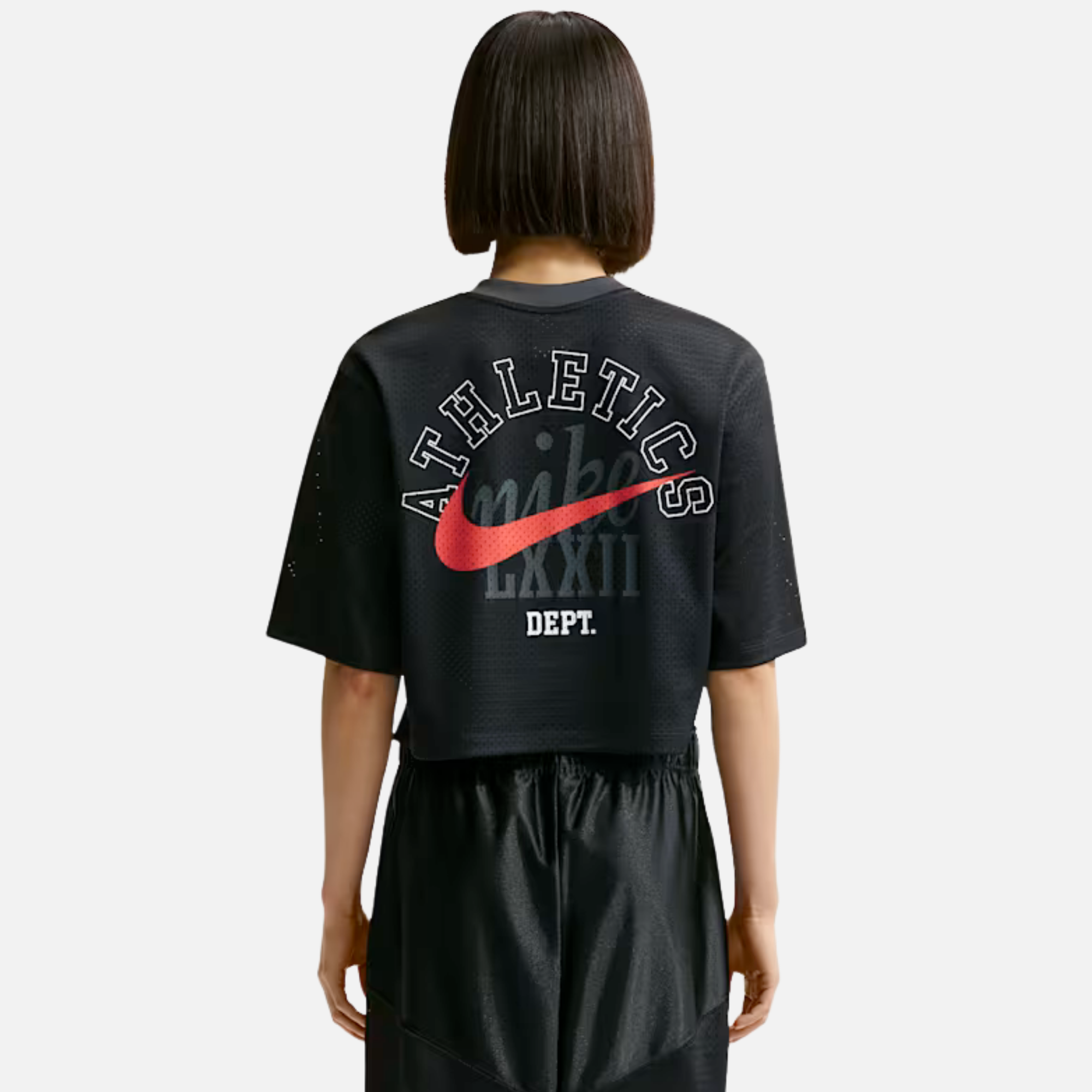 Nike Women's Sportswear Oversized Heritage Cropped Mesh Black Jersey