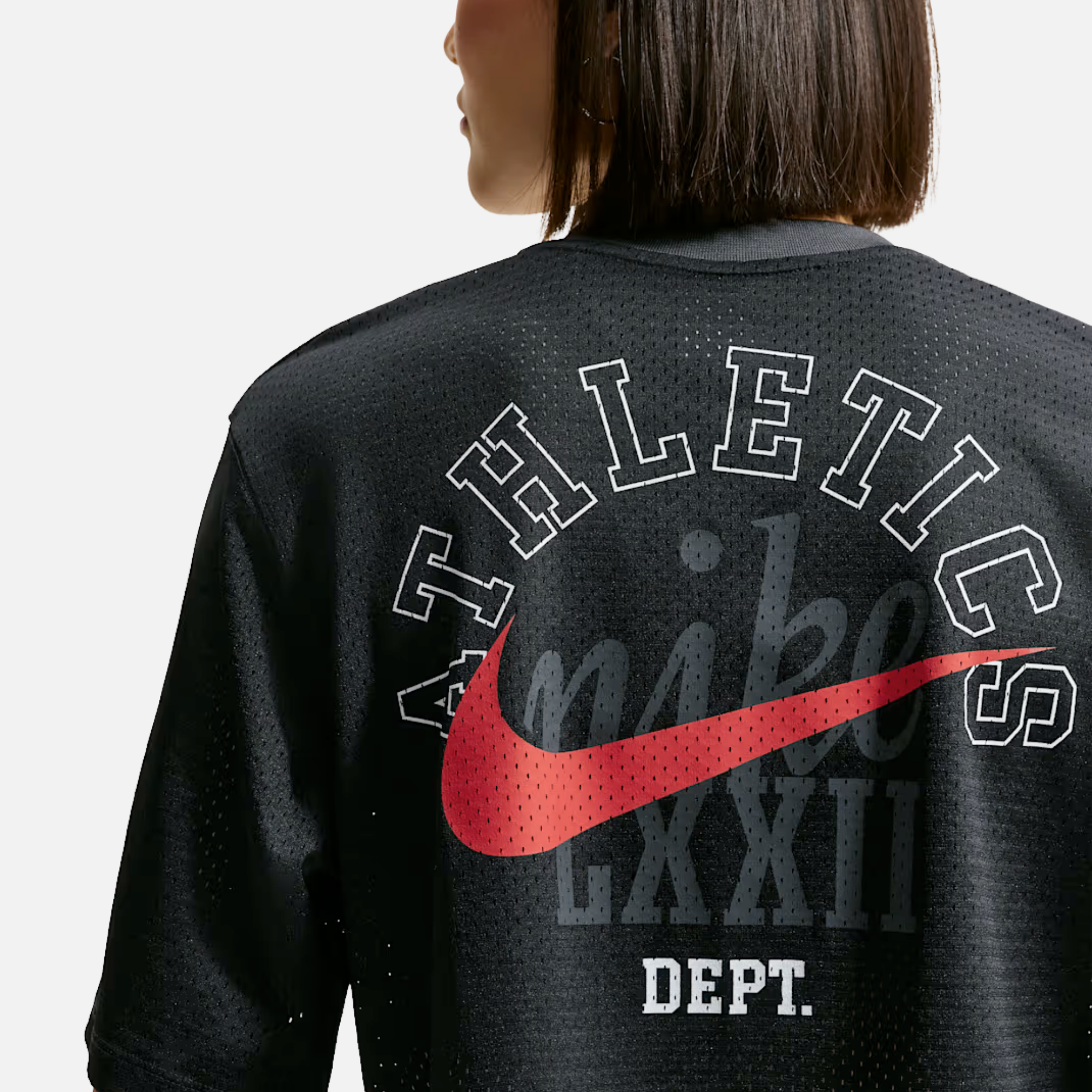 Nike Women's Sportswear Oversized Heritage Cropped Mesh Black Jersey