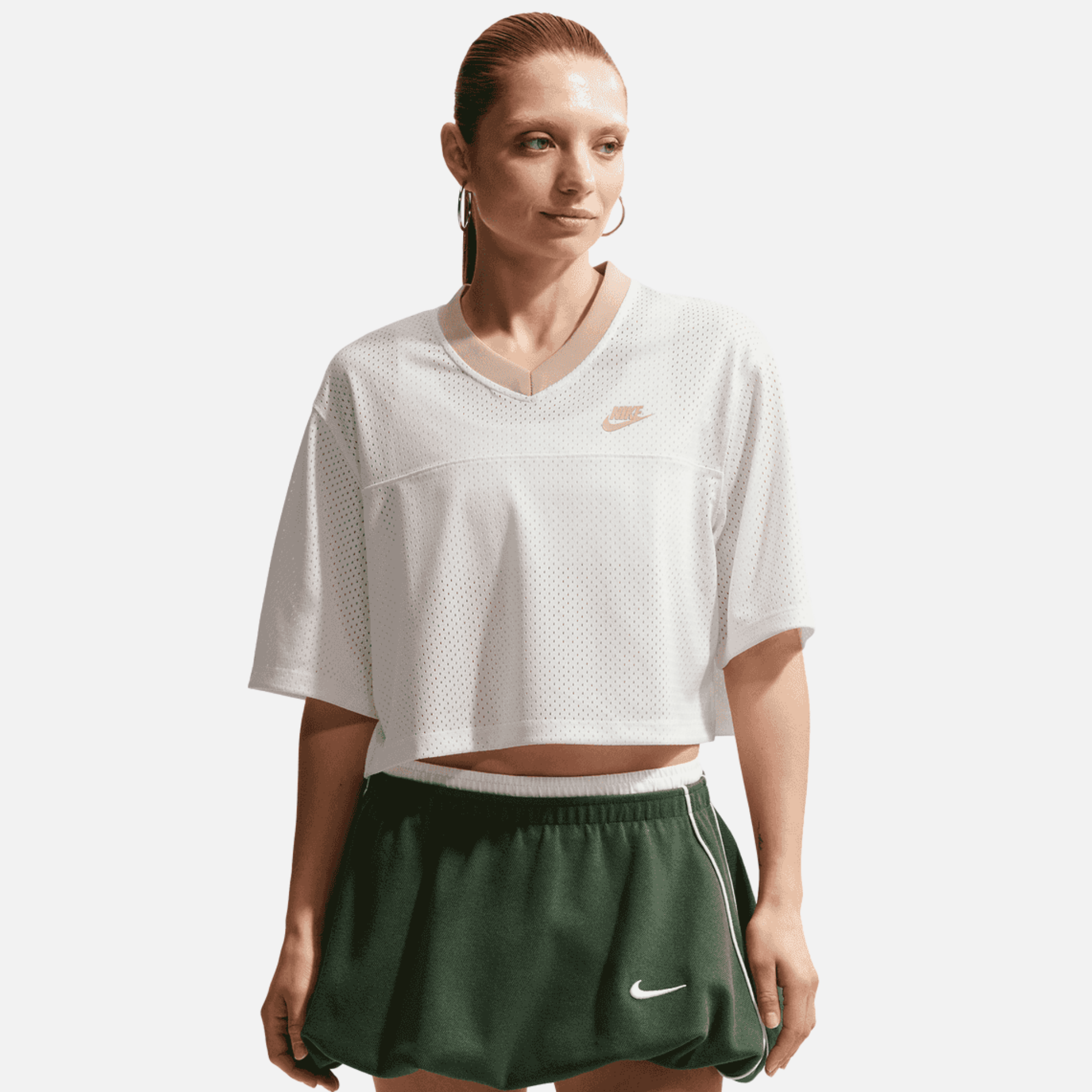 Nike Women's Sportswear Oversized Heritage Cropped Mesh White