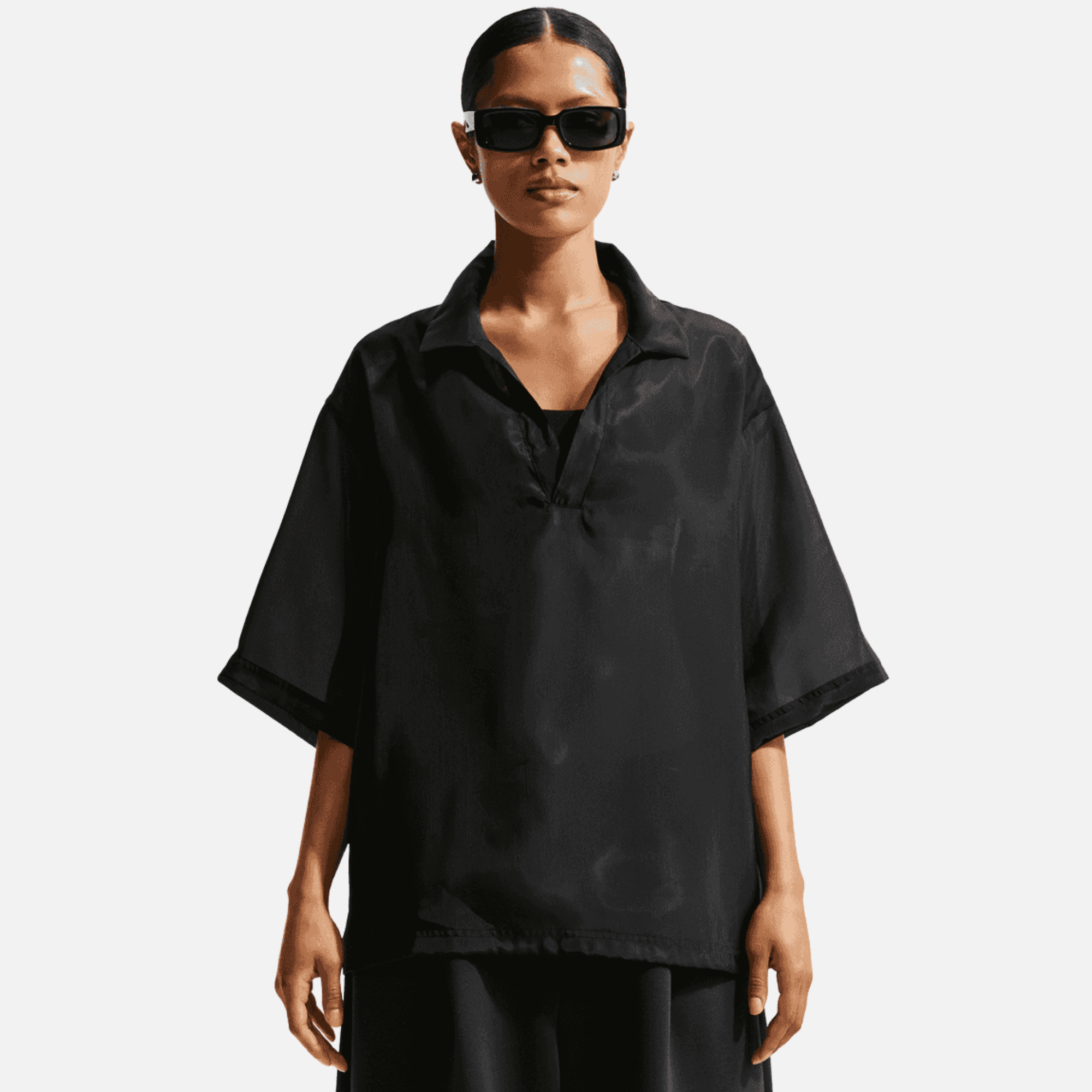 Nike Women's Sportswear Oversized Black Sheer Top