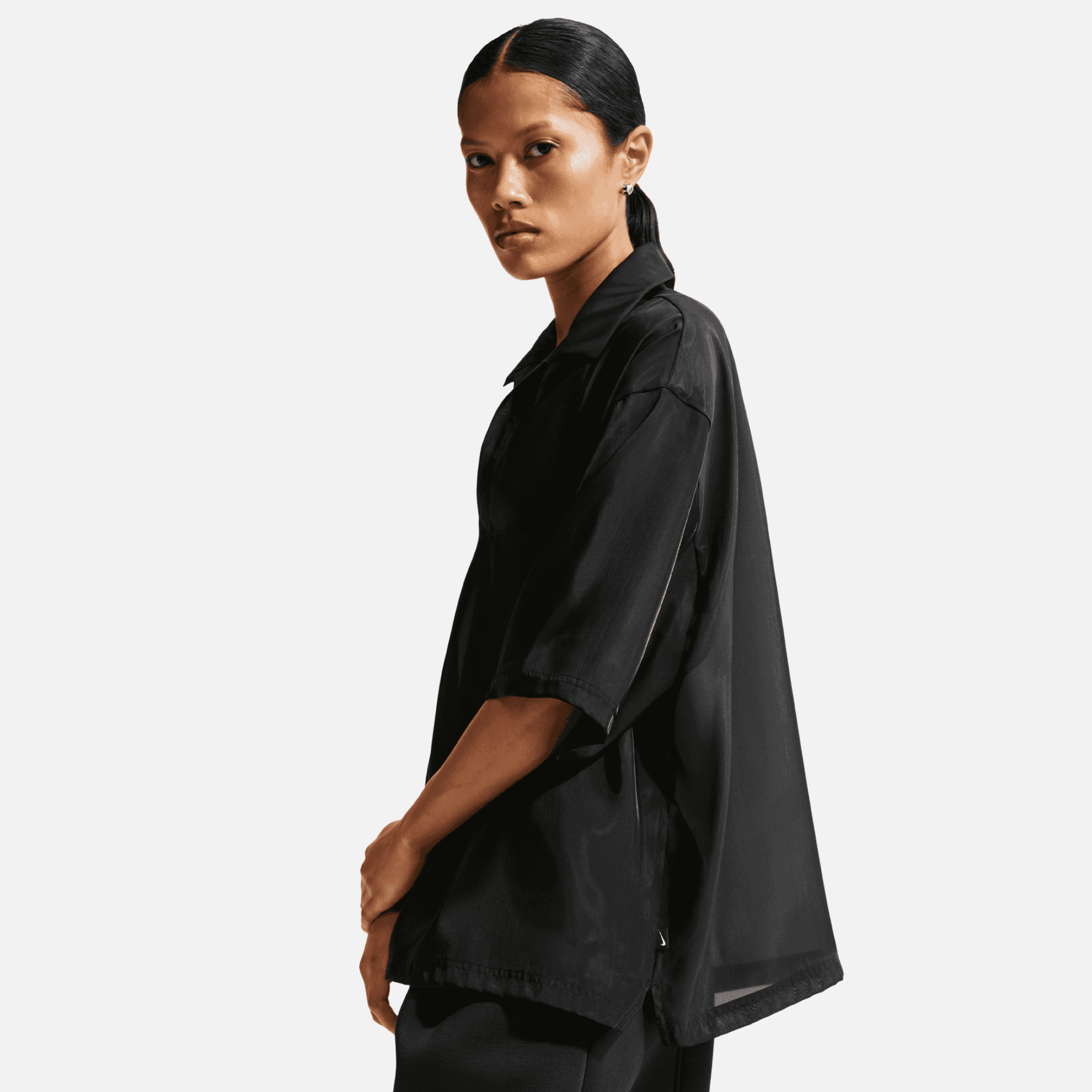 Nike Women's Sportswear Oversized Black Sheer Top