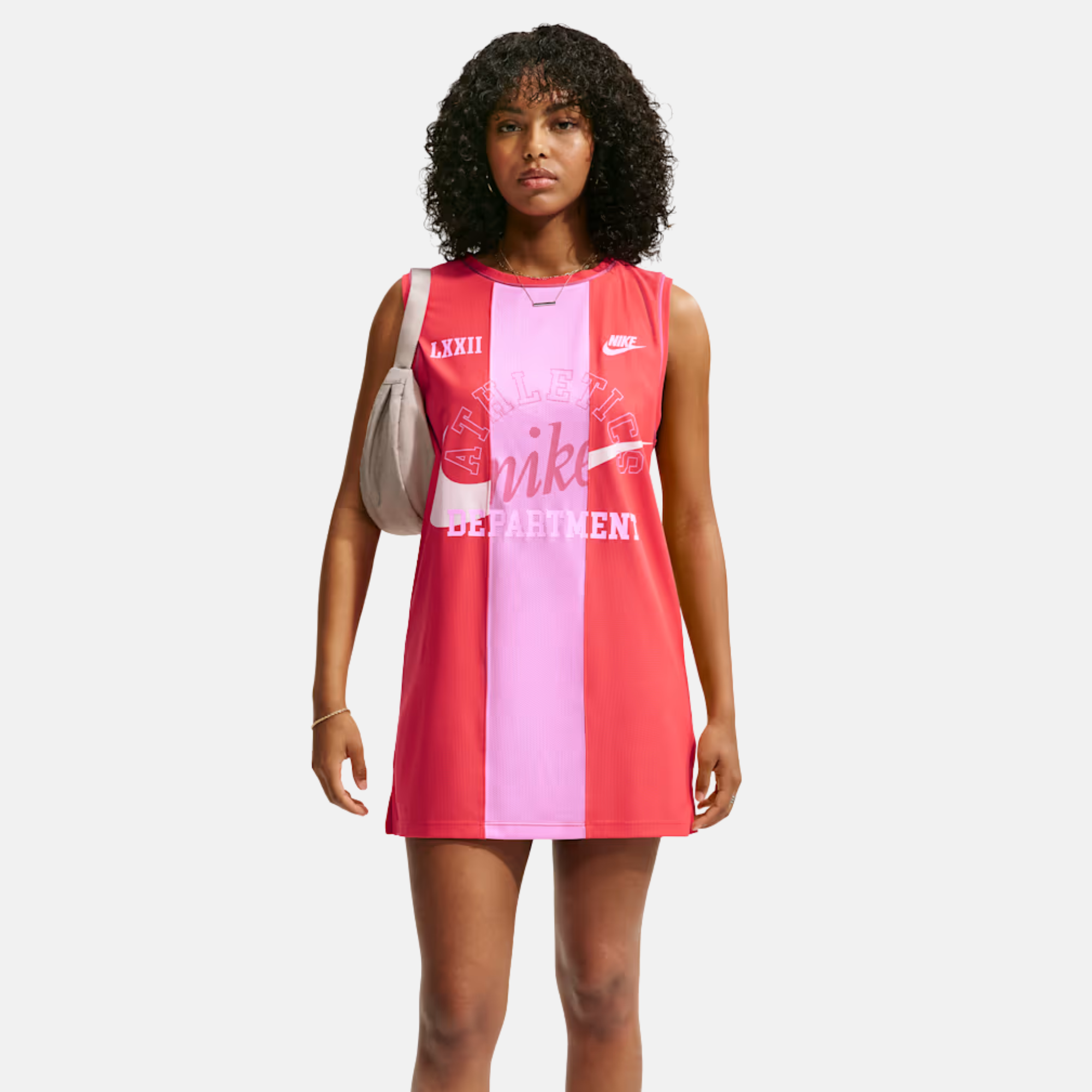 Nike Women's Sportswear Pink Red Loose Heritage Jersey Dress
