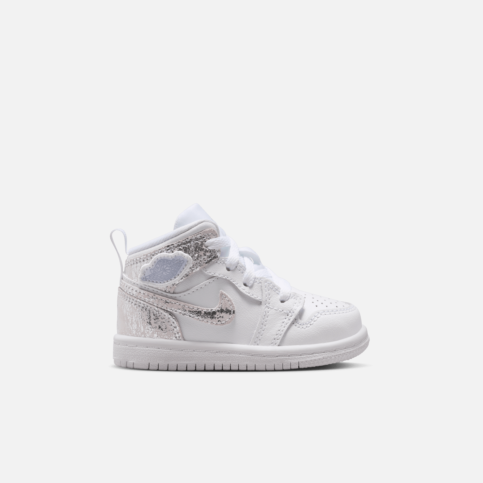 Air Jordan Kids' 1 Mid SE Distressed White Field Silver (TD)