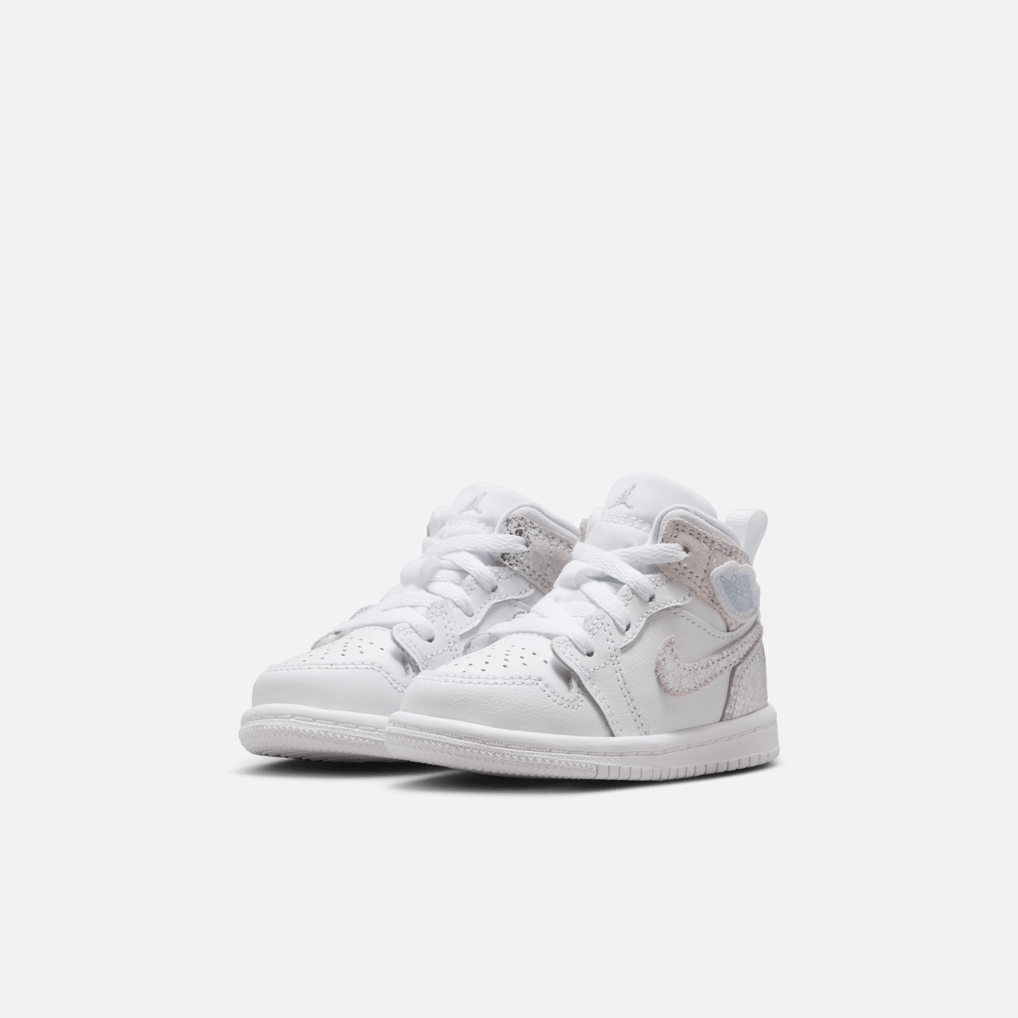Air Jordan Kids' 1 Mid SE Distressed White Field Silver (TD)