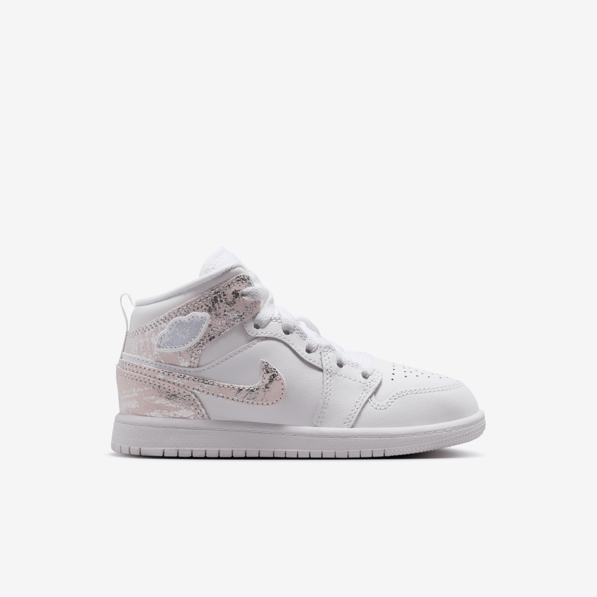 Air Jordan Kids' 1 Mid SE Distressed White Field Silver (PS)