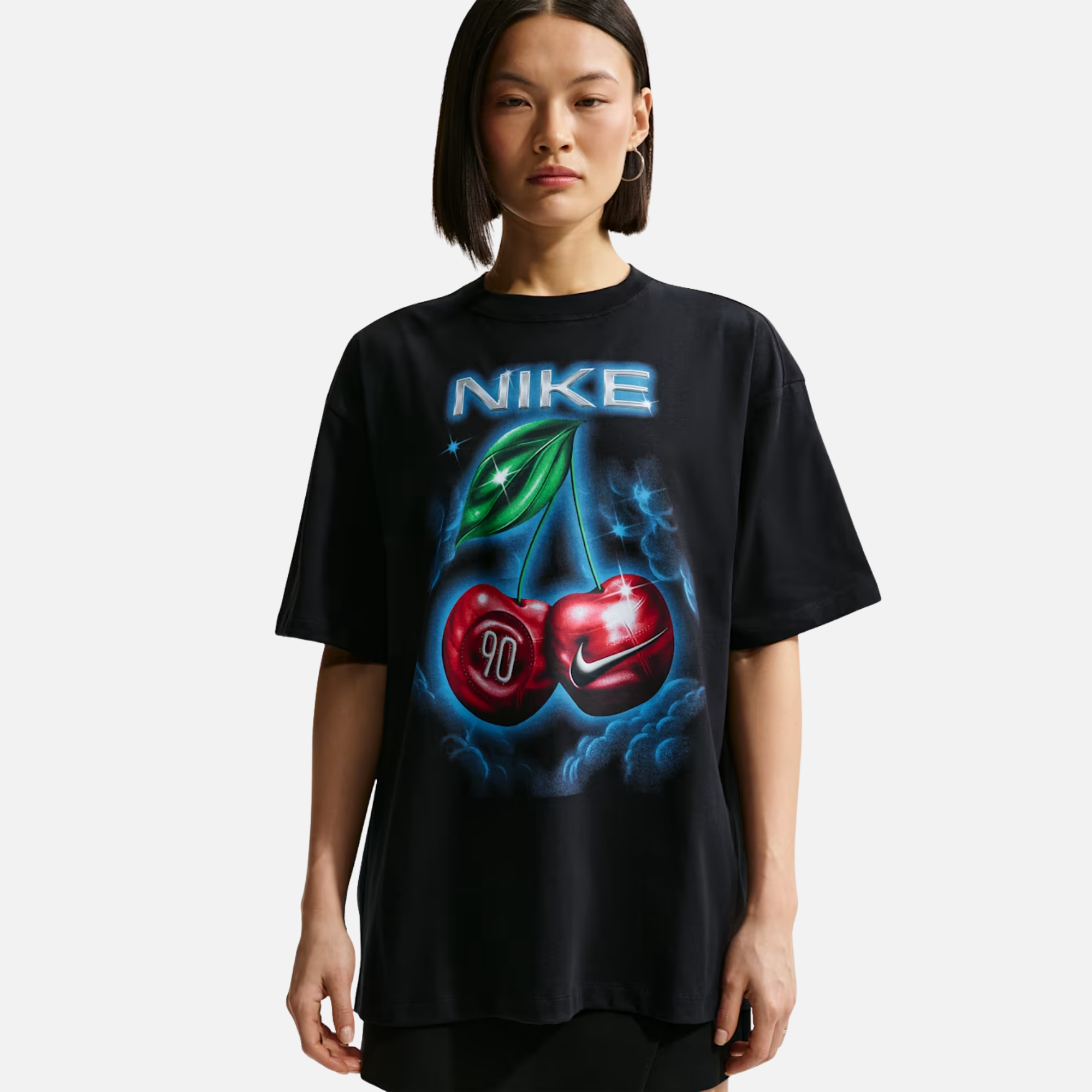 Nike Women's Oversized Cherry Black T-Shirt