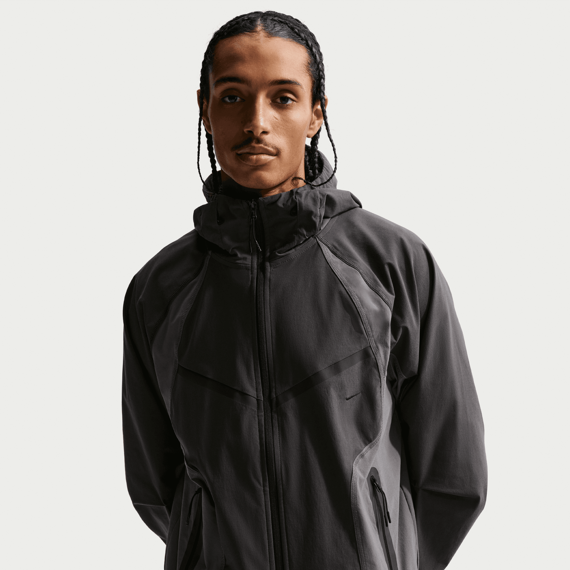 Nike Tech Dri-FIT Woven Full-Zip Grey Color-Block Windrunner Jacket