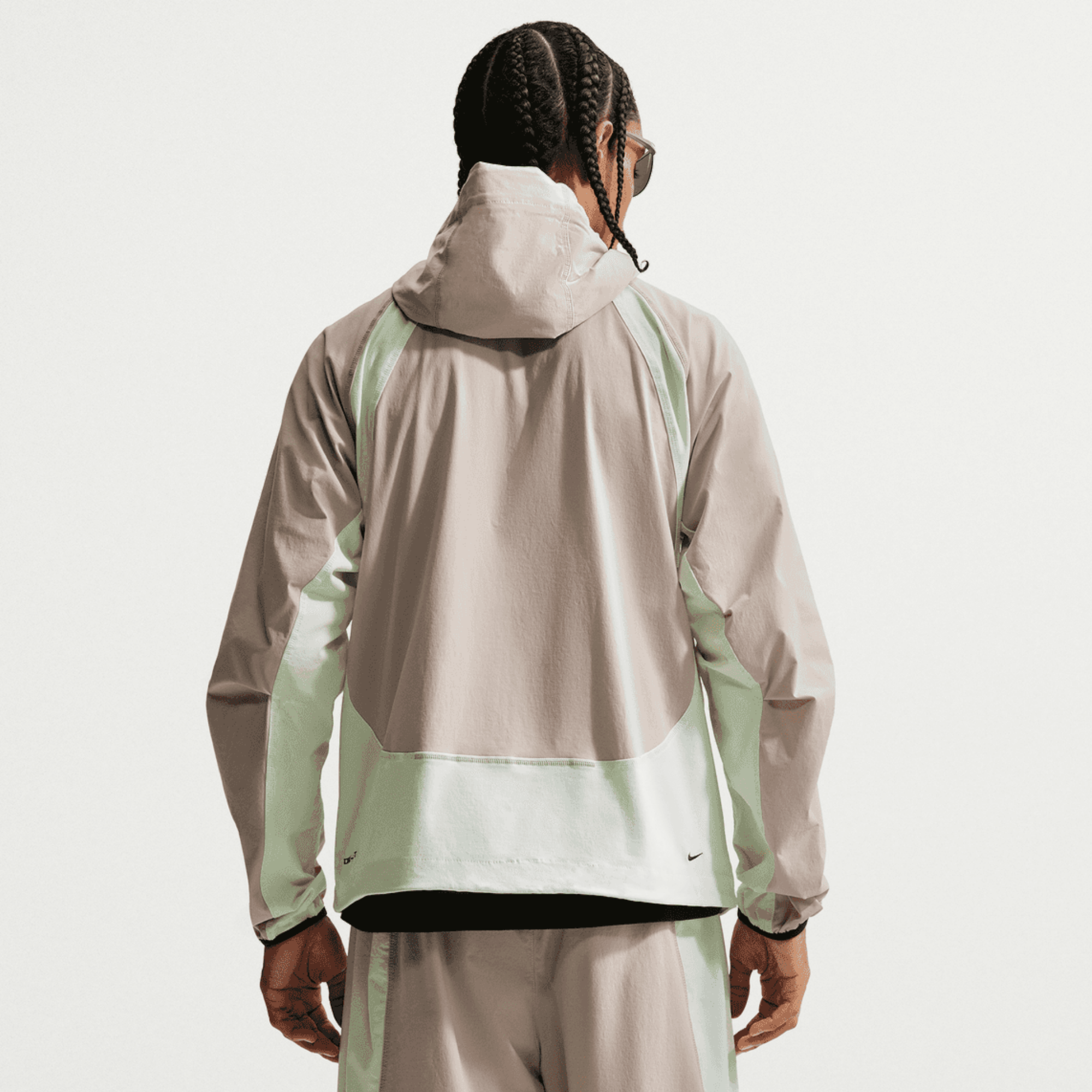Nike Tech Dri-FIT Woven Full-Zip Cream Color-Block Windrunner Jacket