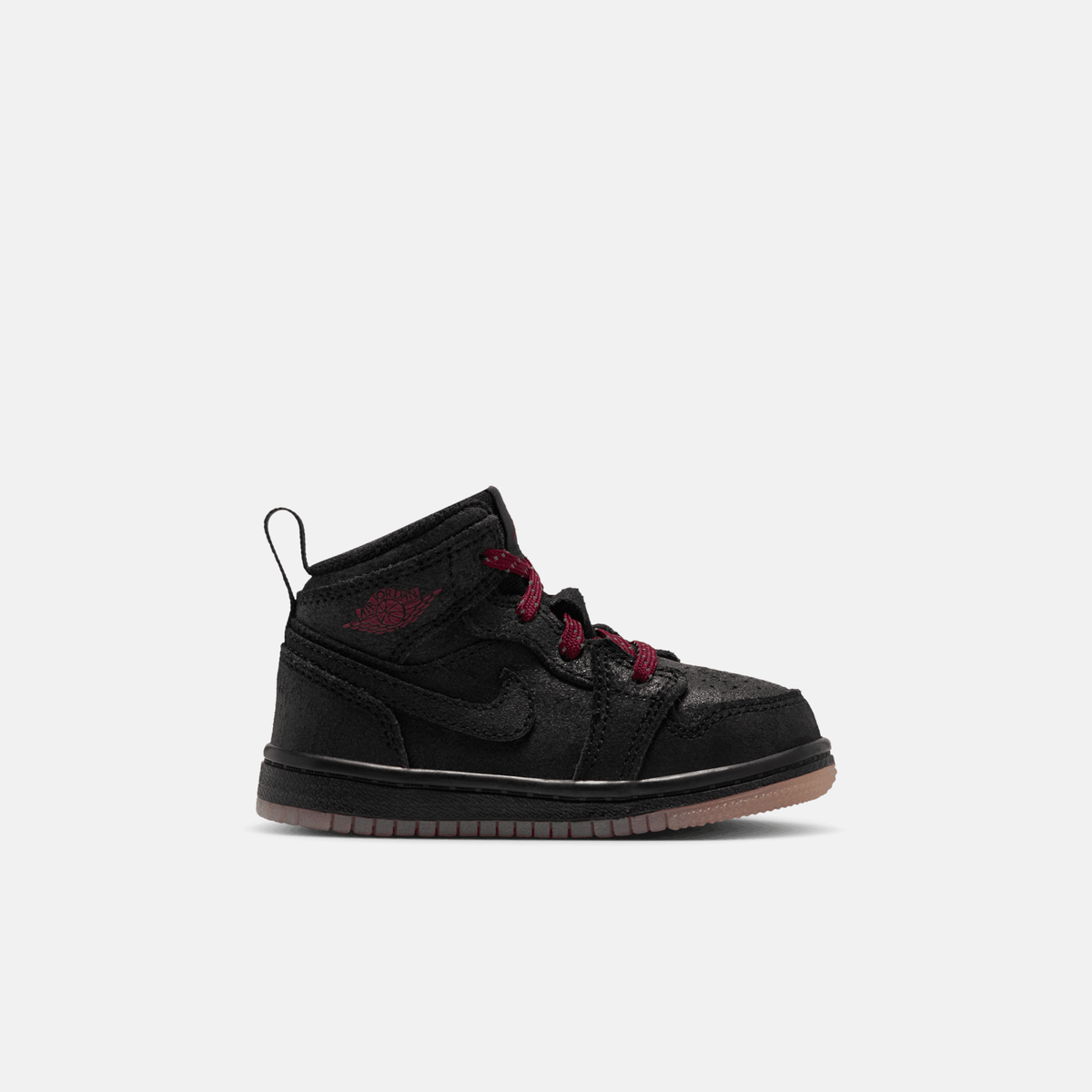 Air Jordan Kids' 1 Mid SE Black Team Red Gum (TD)