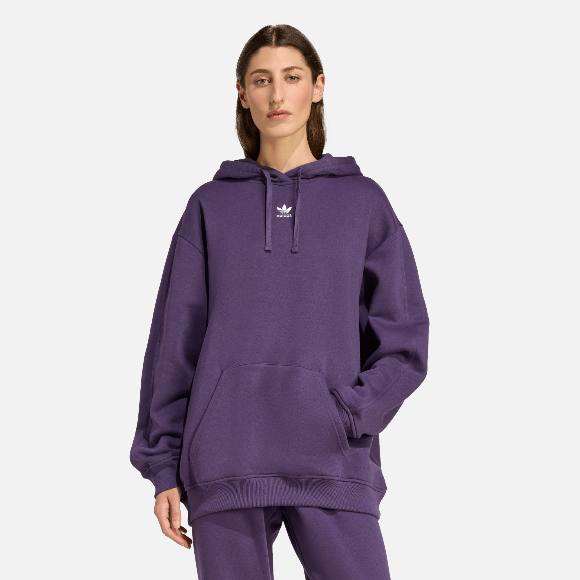 Adidas Women's Essential Oversized Purple Hoodie