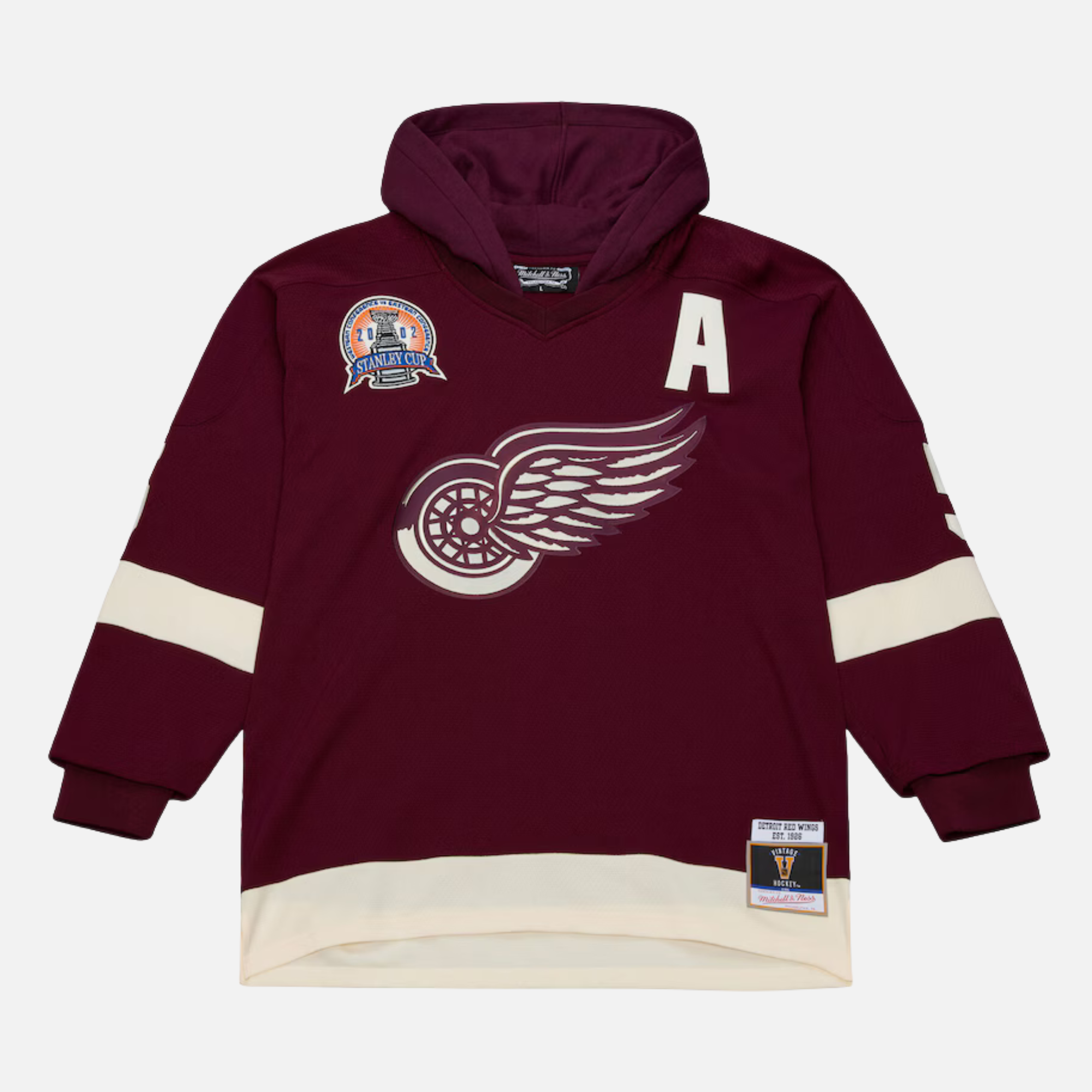 Mitchell & Ness Detroit Red Wings M&N x Just Don Maroon/Cream Jersey Hoodie