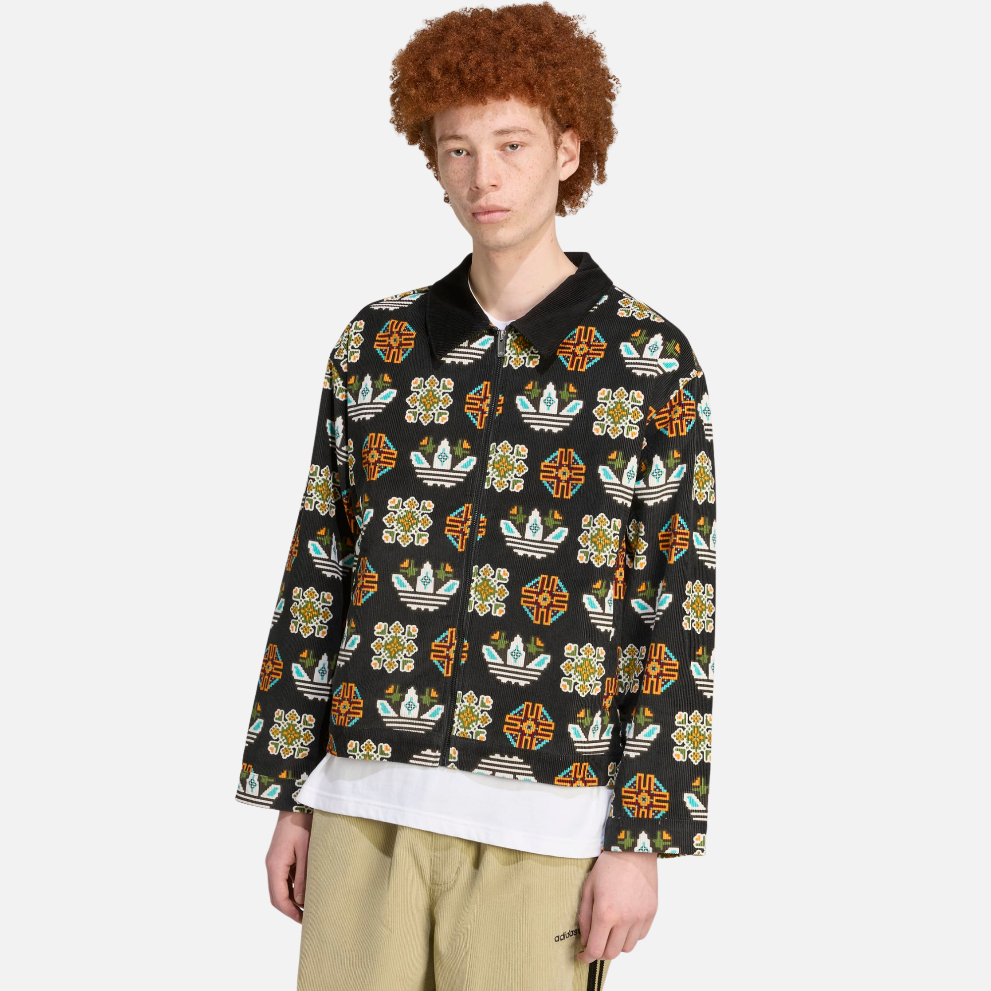 Adidas Monogram Allover Print Black Loose Coach Jacket