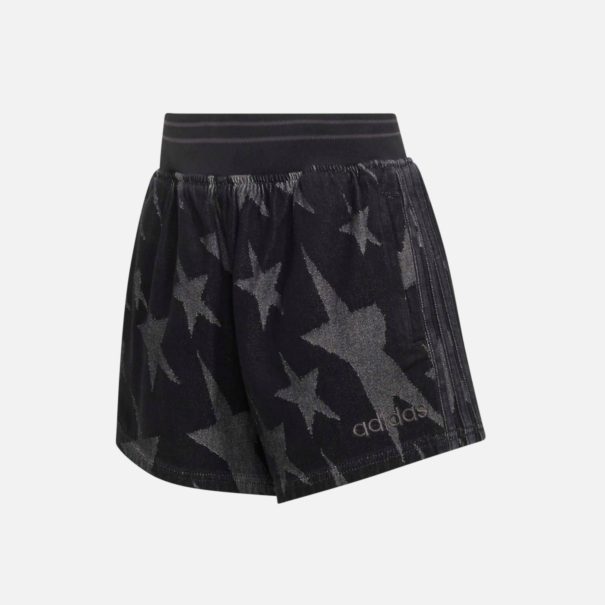 Adidas Women's Black Denim Graphic Shorts