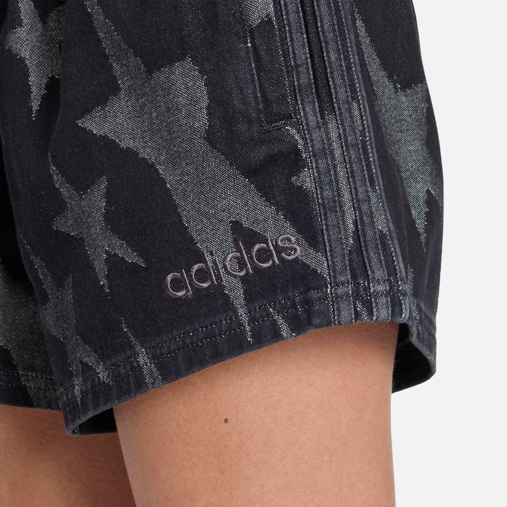 Adidas Women's Black Denim Graphic Shorts