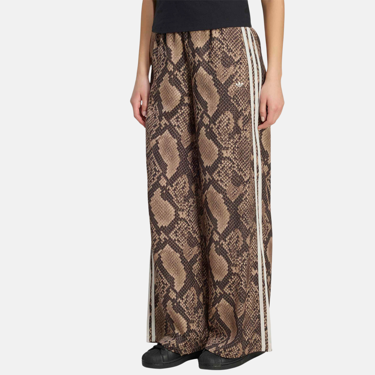 Adidas Women's Light Brown Satin Snake Print Track Pants