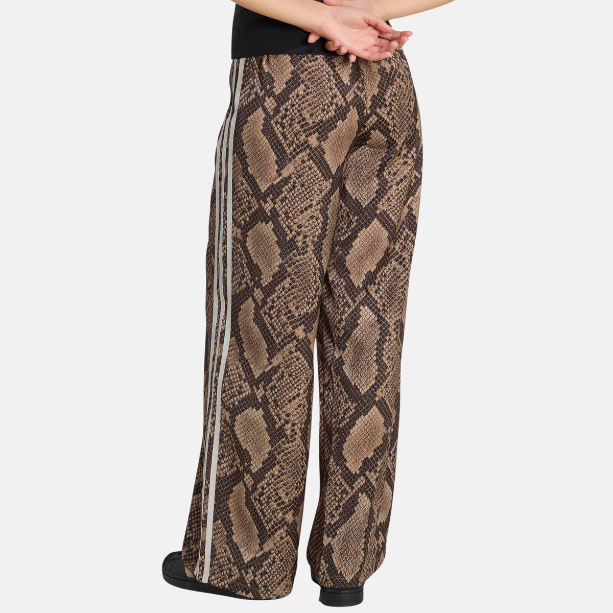 Adidas Women's Light Brown Satin Snake Print Track Pants