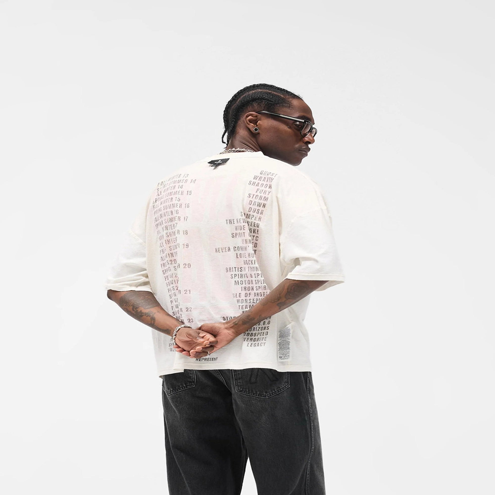 Represent Wahed Ecru Living Legend Legacy Reversible T-Shirt