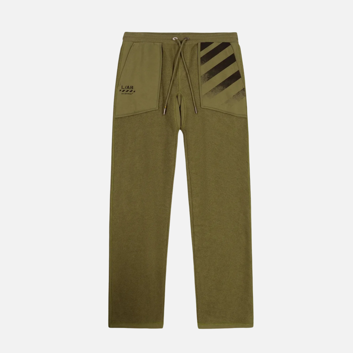 Off White Reverse Fleece Open Hem Green Pants