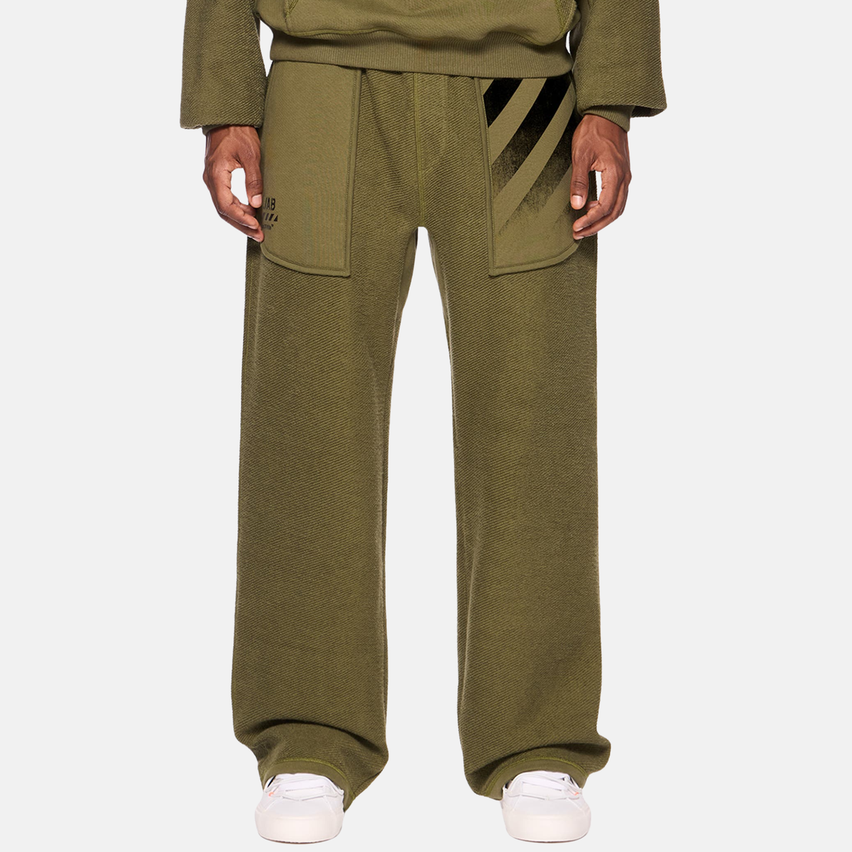 Off White Reverse Fleece Open Hem Green Pants