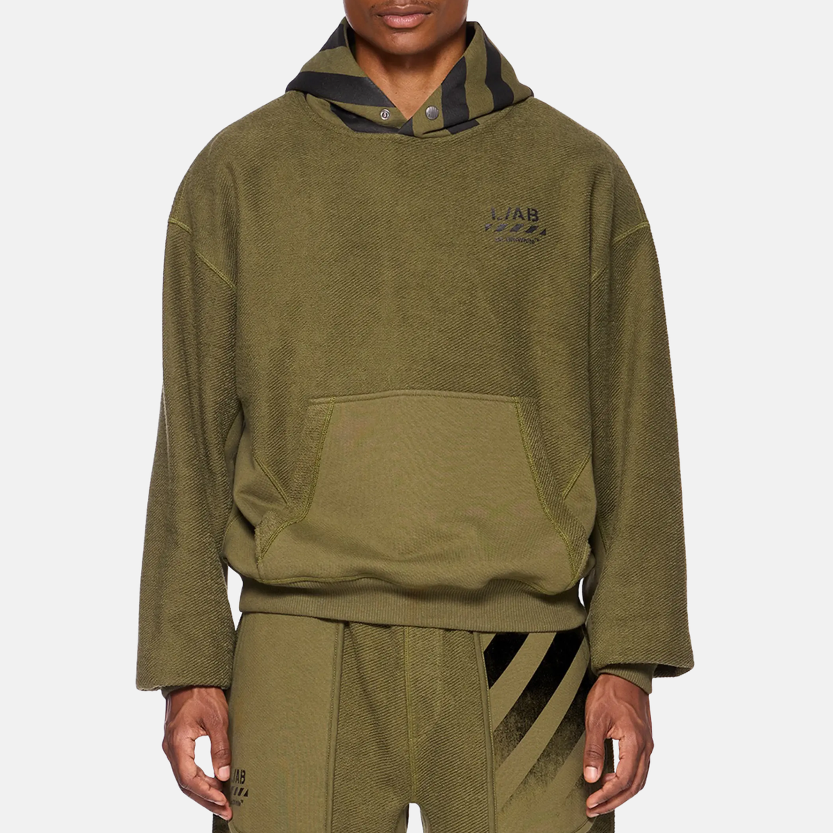 Off White Reverse Fleece Green Hoodie