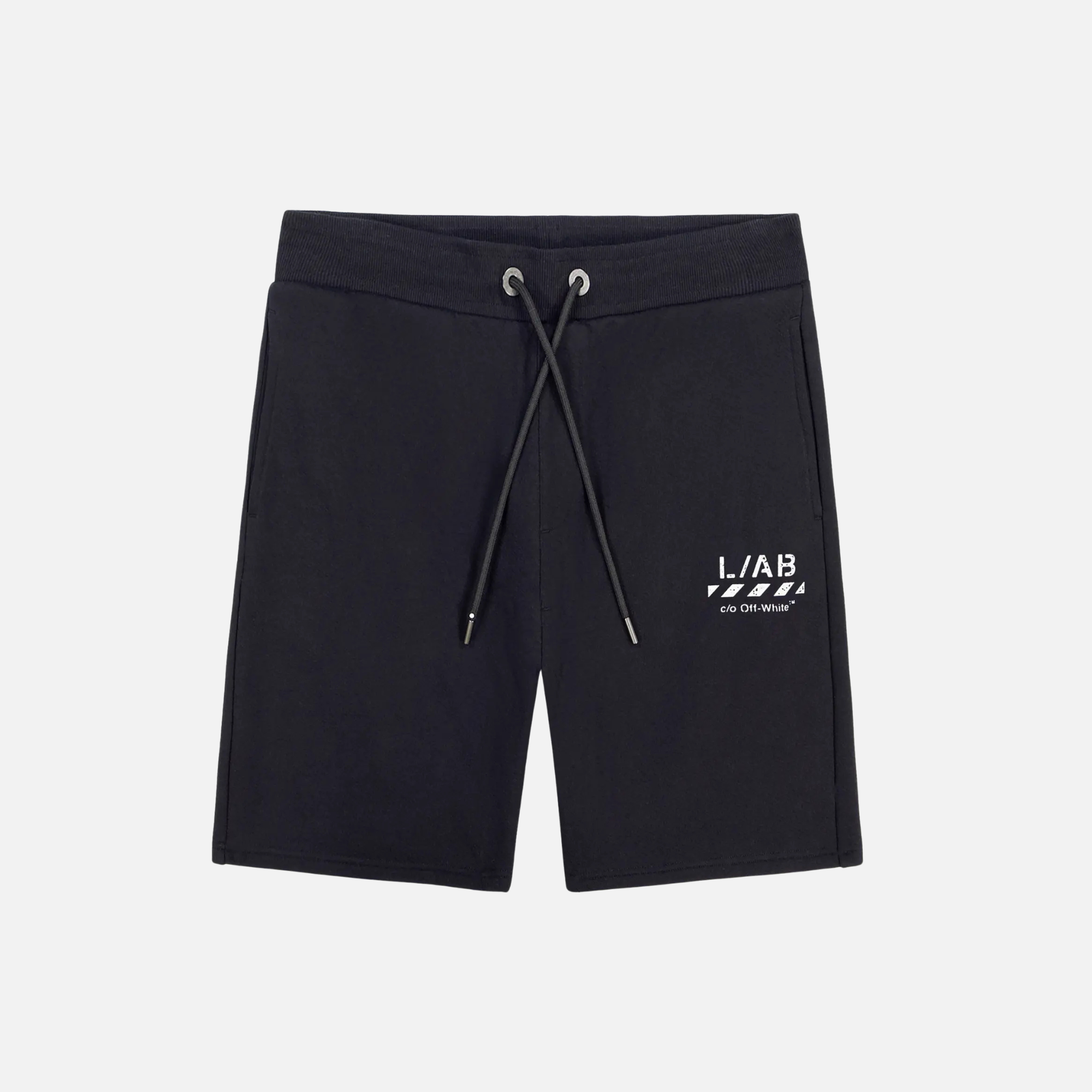 Off White Black Diag Open Hem Jogger Shorts
