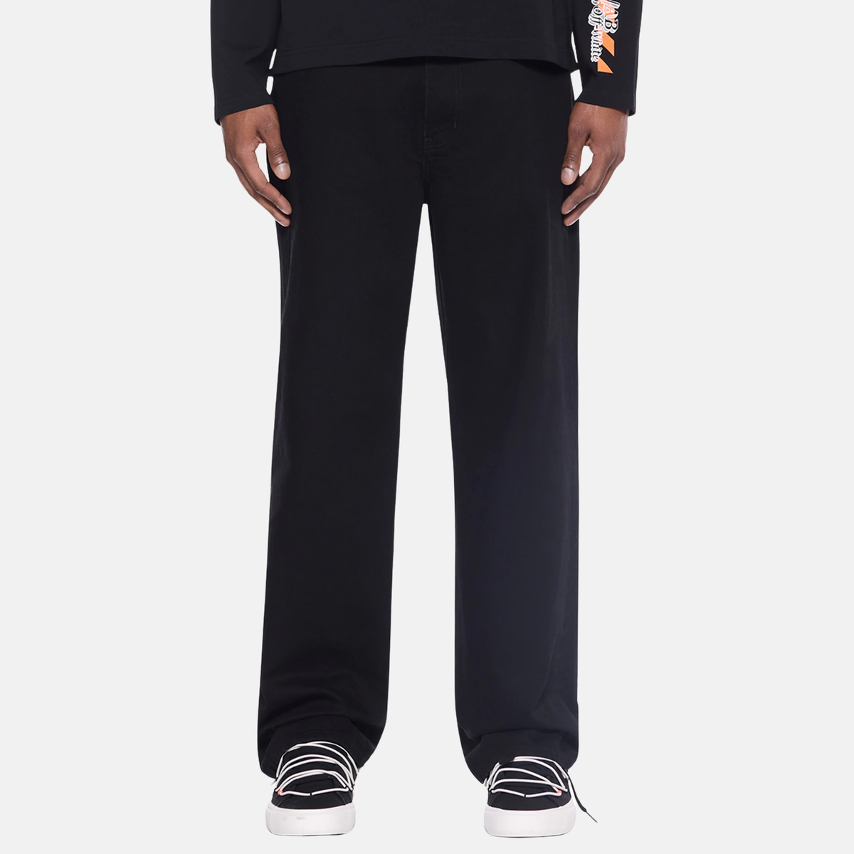 Off White Straight Fit Black Piped Jeans