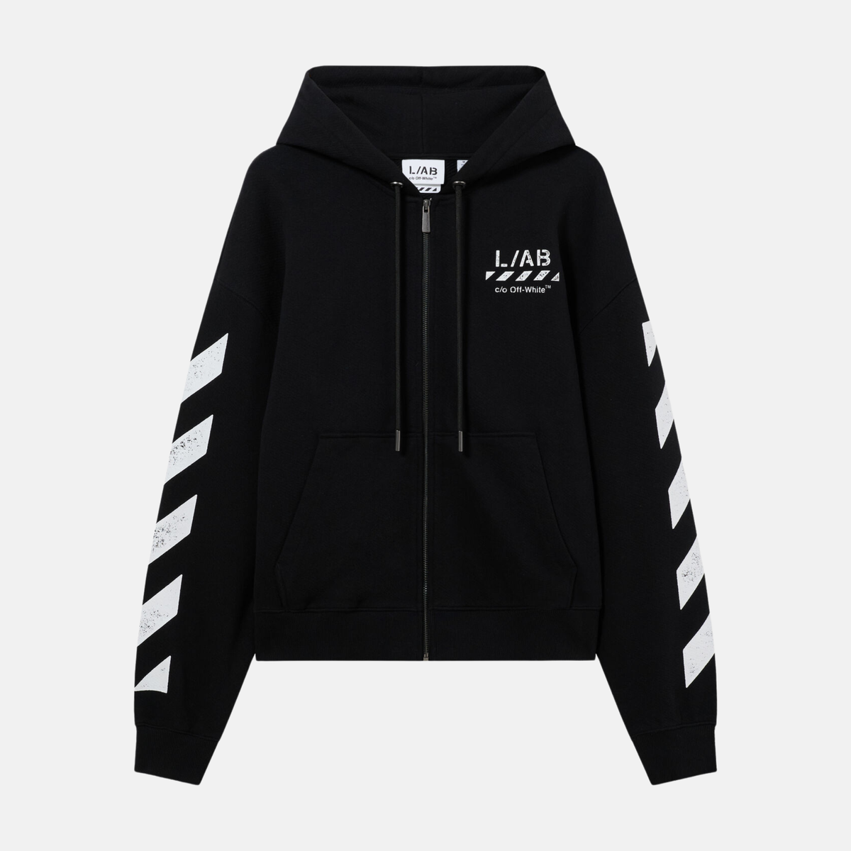 Off White Diag Zip Black Hoodie