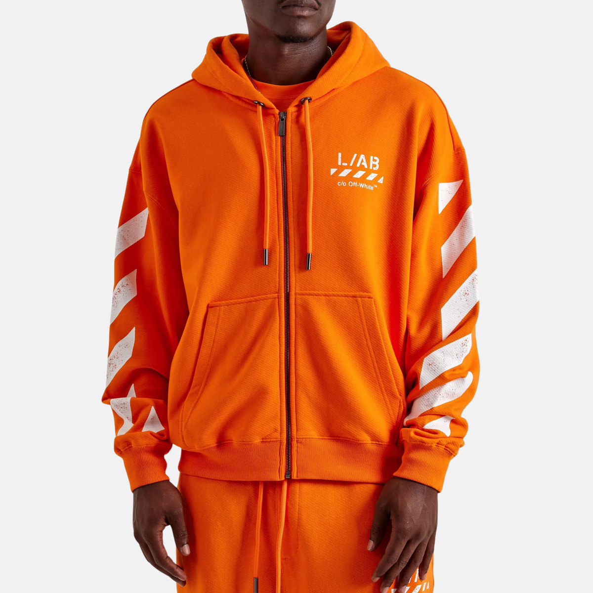 Off White Diag Zip Orange Hoodie