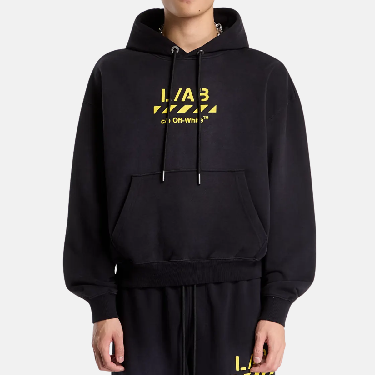 Off White Diag Garment Wash Black Hoodie