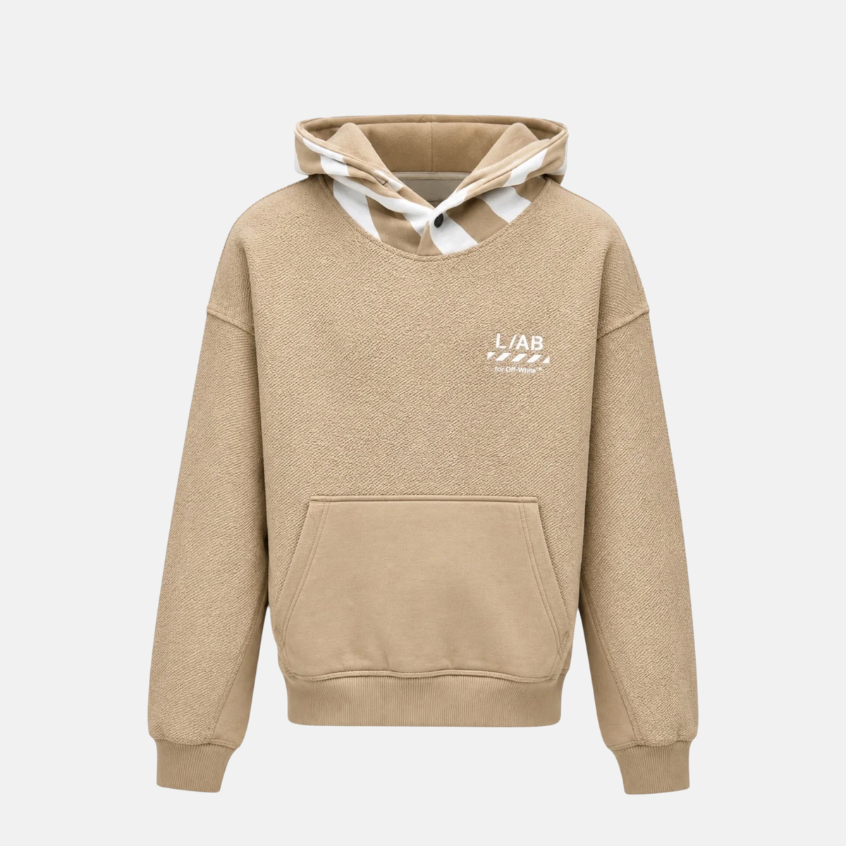 Off White Reverse Fleece Khaki Hoodie