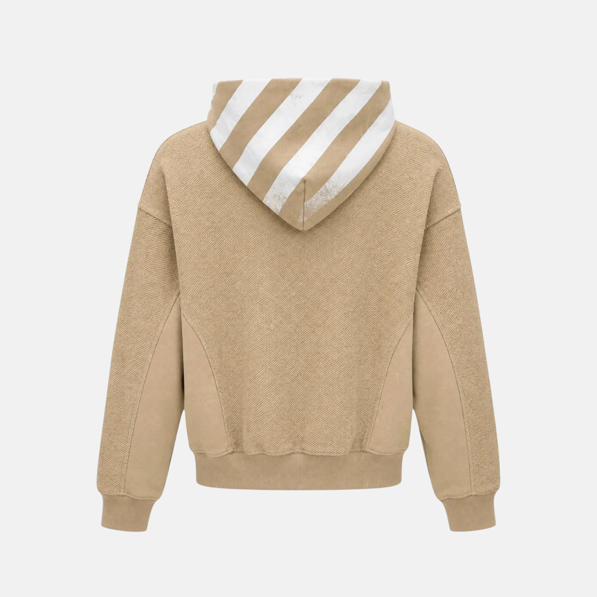 Off White Reverse Fleece Khaki Hoodie