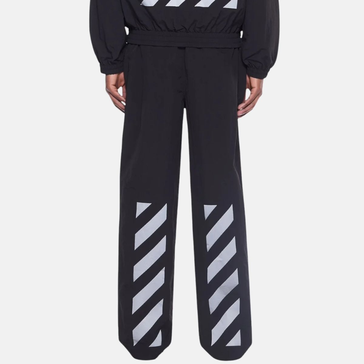 Off White Black Reflective Diag Windbreaker Pants