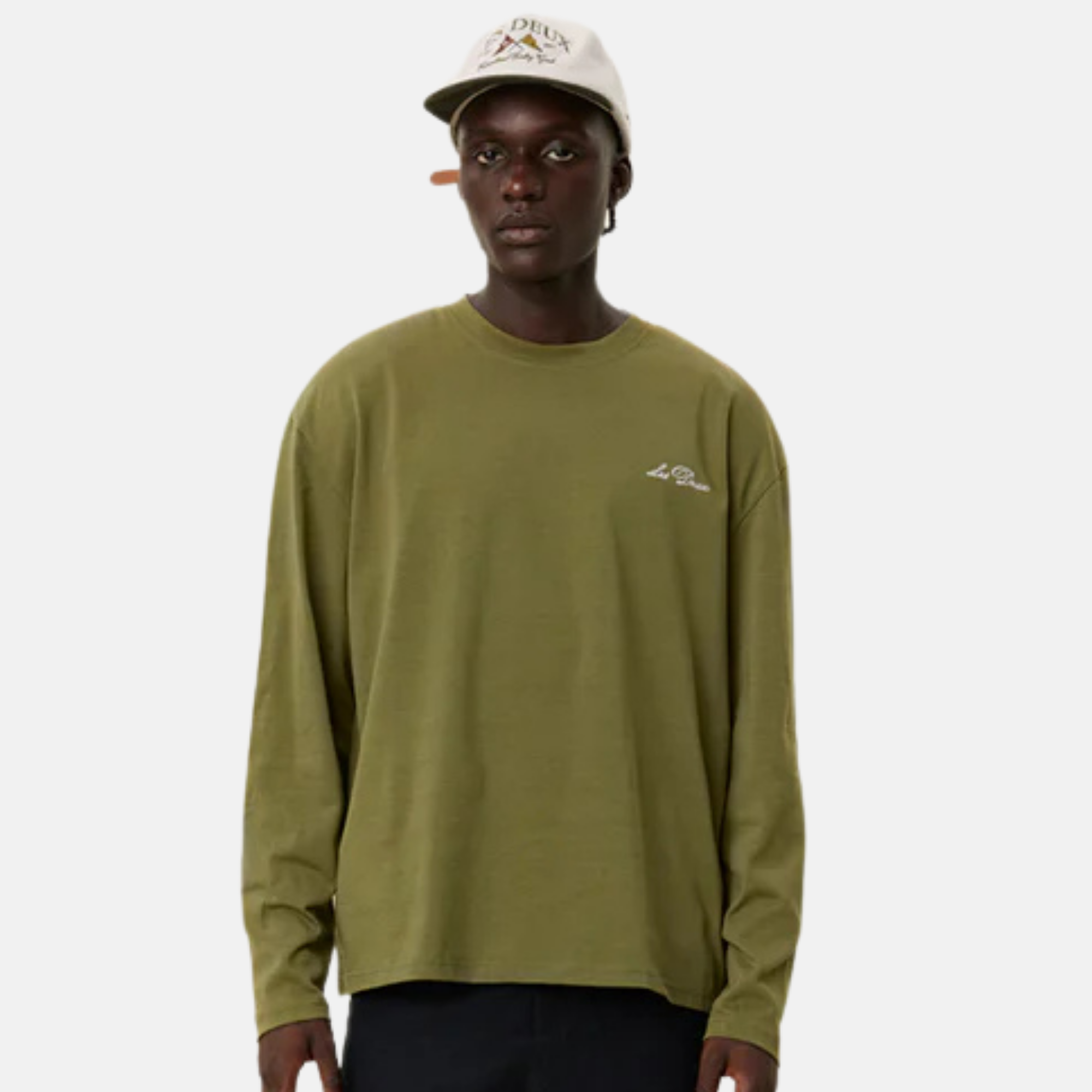 Les Deux Chive Green Crew Long Sleeve T-Shirt