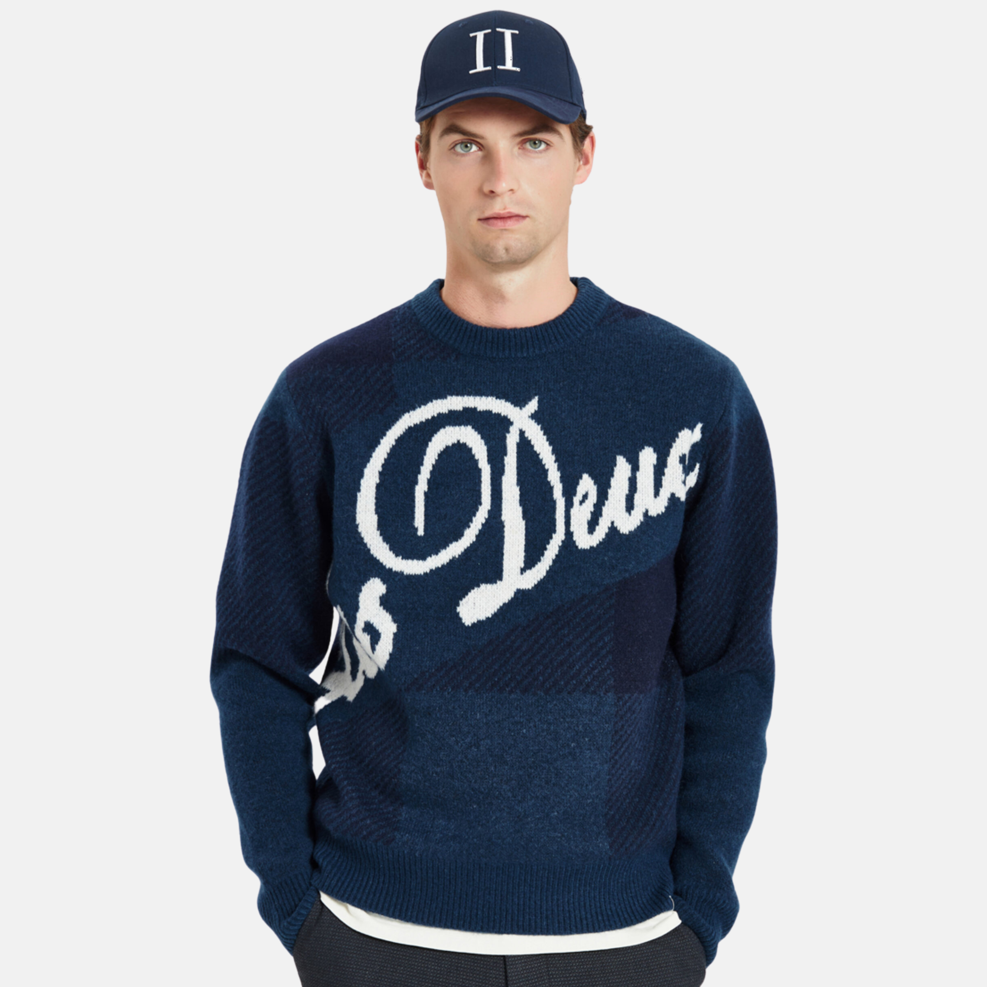 Les Deux Midnight Blue Buffalo Recycled Knit Sweater – Puffer Reds Les Deux Midnight Blue Buffalo Recycled Knit Sweater – Puffer Reds
