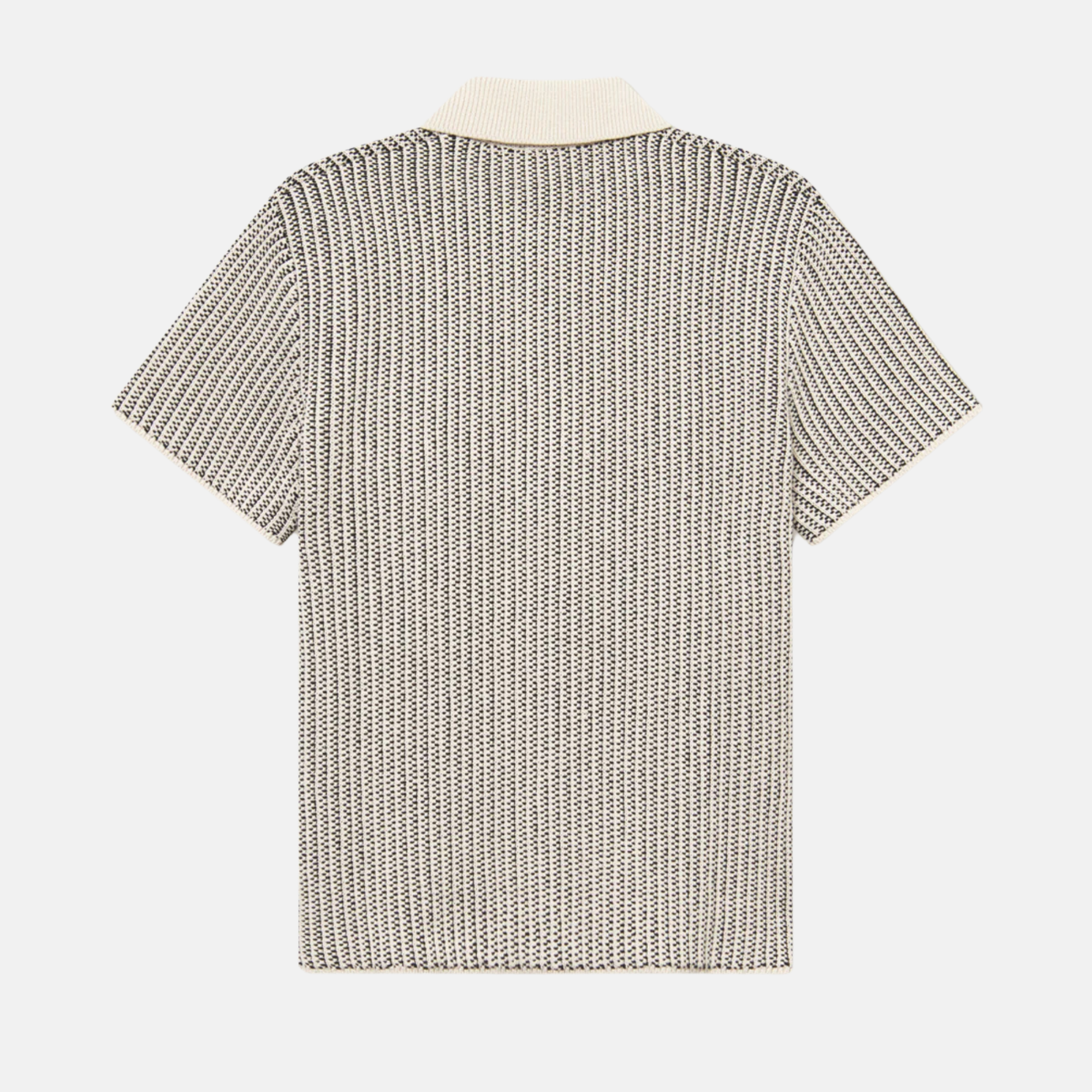 Les Deux Easton Knitted Ivory Black Button-Down Shirt