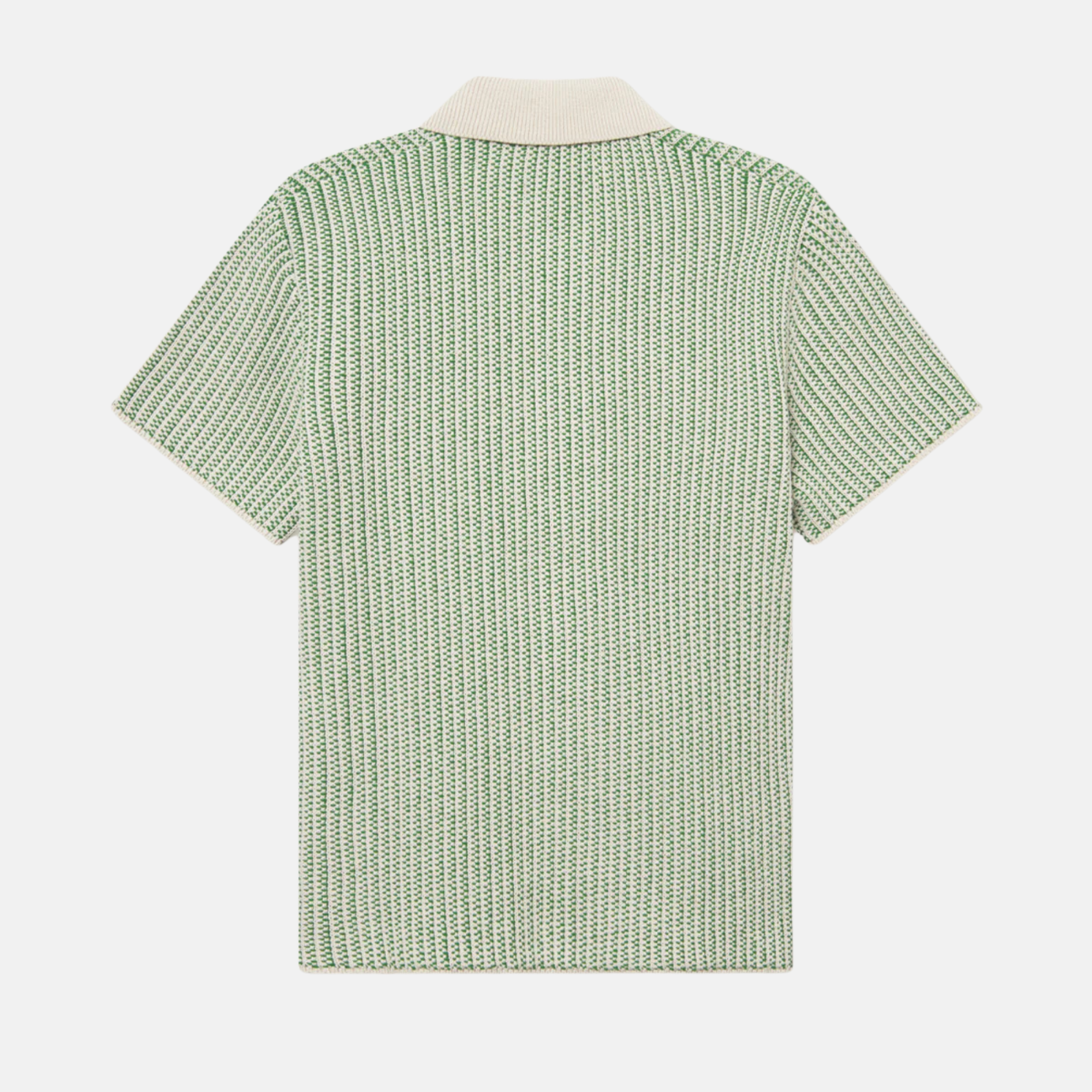 Les Deux Easton Knitted Ivory Green Button-Down Shirt