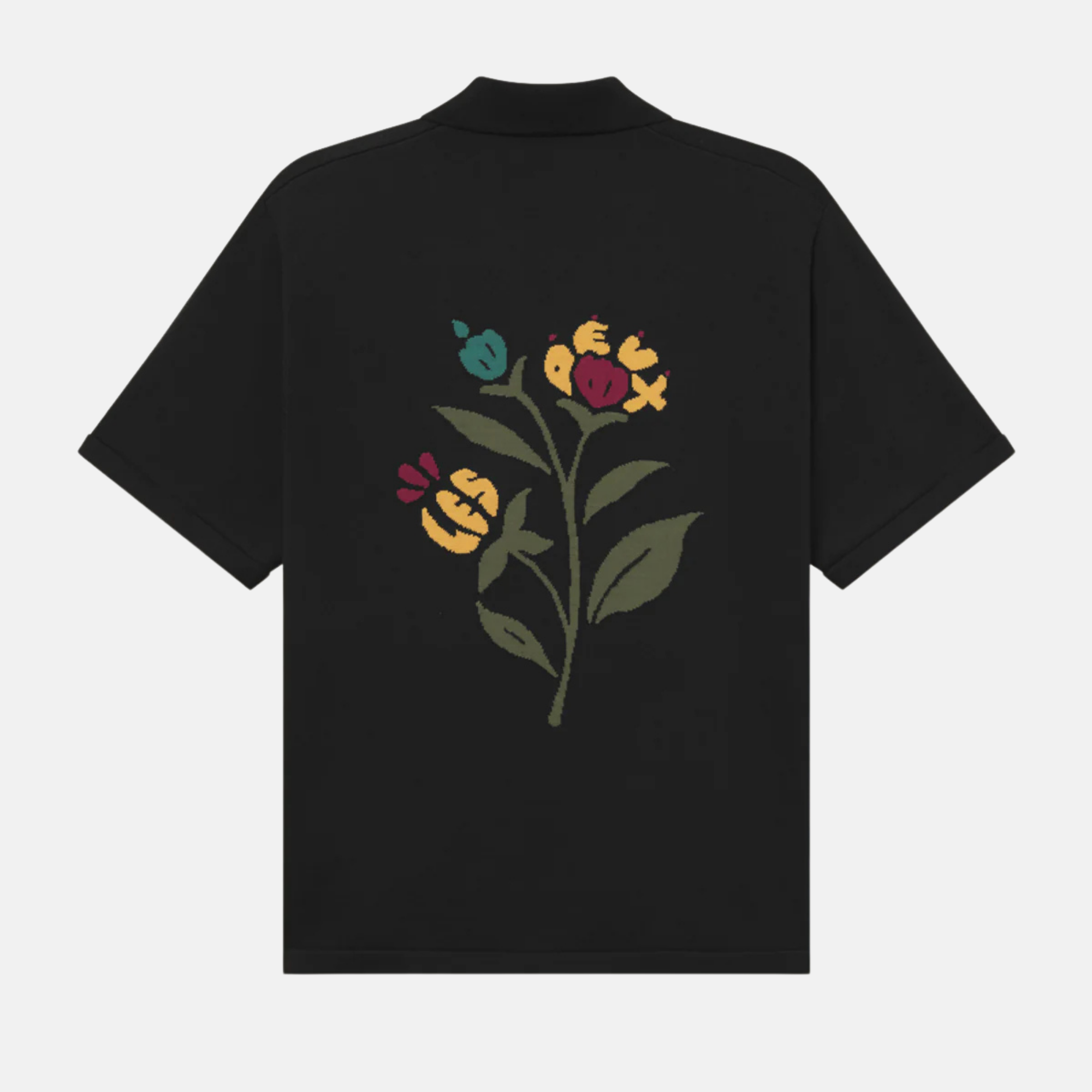 Les Deux Geoffroy Knit Black Button-Down Shirt